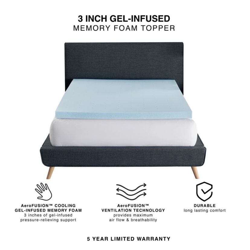 3-Inch Gel-Infused Memory Foam Mattress Topper
