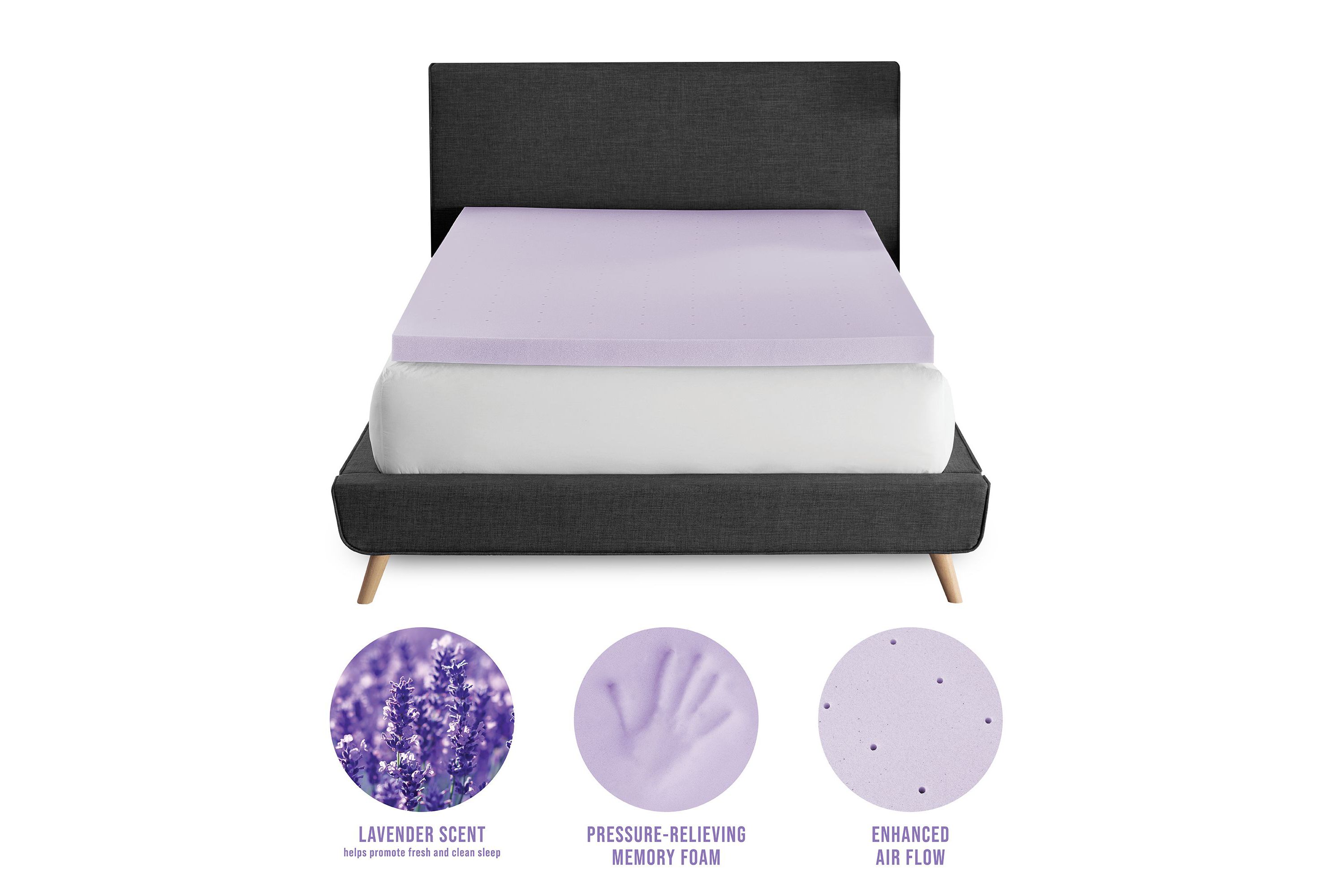 3-Inch Lavender Infused Memory Foam Mattress Topper