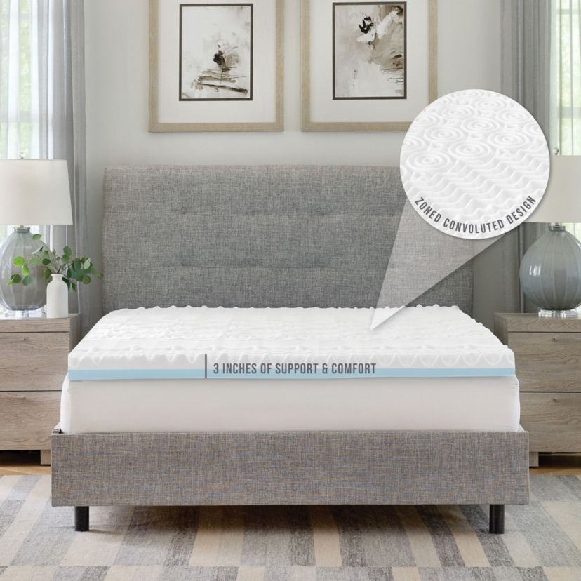 3-Inch Reversible Dual Sided Memory Foam Mattress Topper