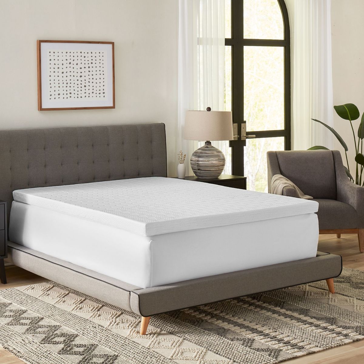 3-Inch Gel-Infused Memory Foam Mattress Topper with Cooling Cover