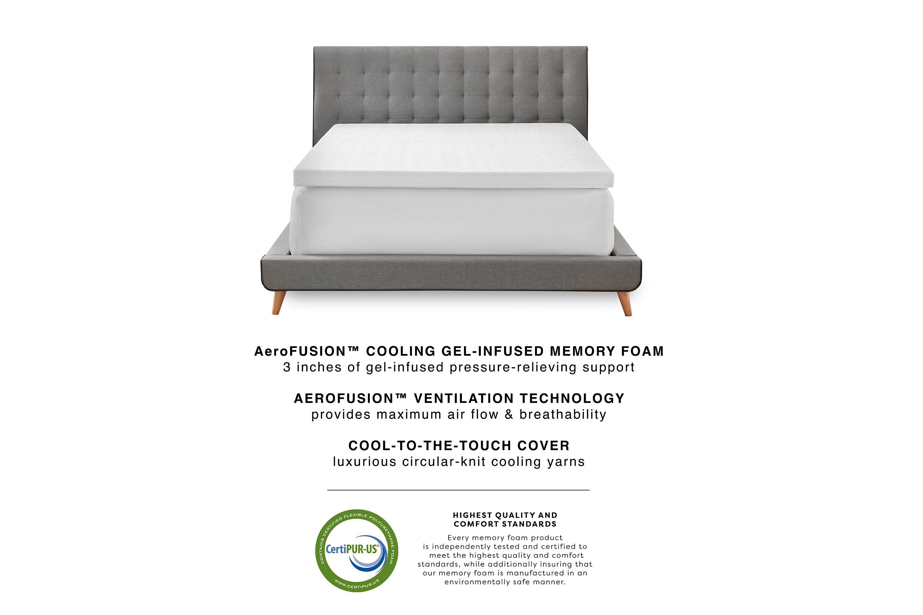 3-Inch Gel-Infused Memory Foam Mattress Topper with Cooling Cover