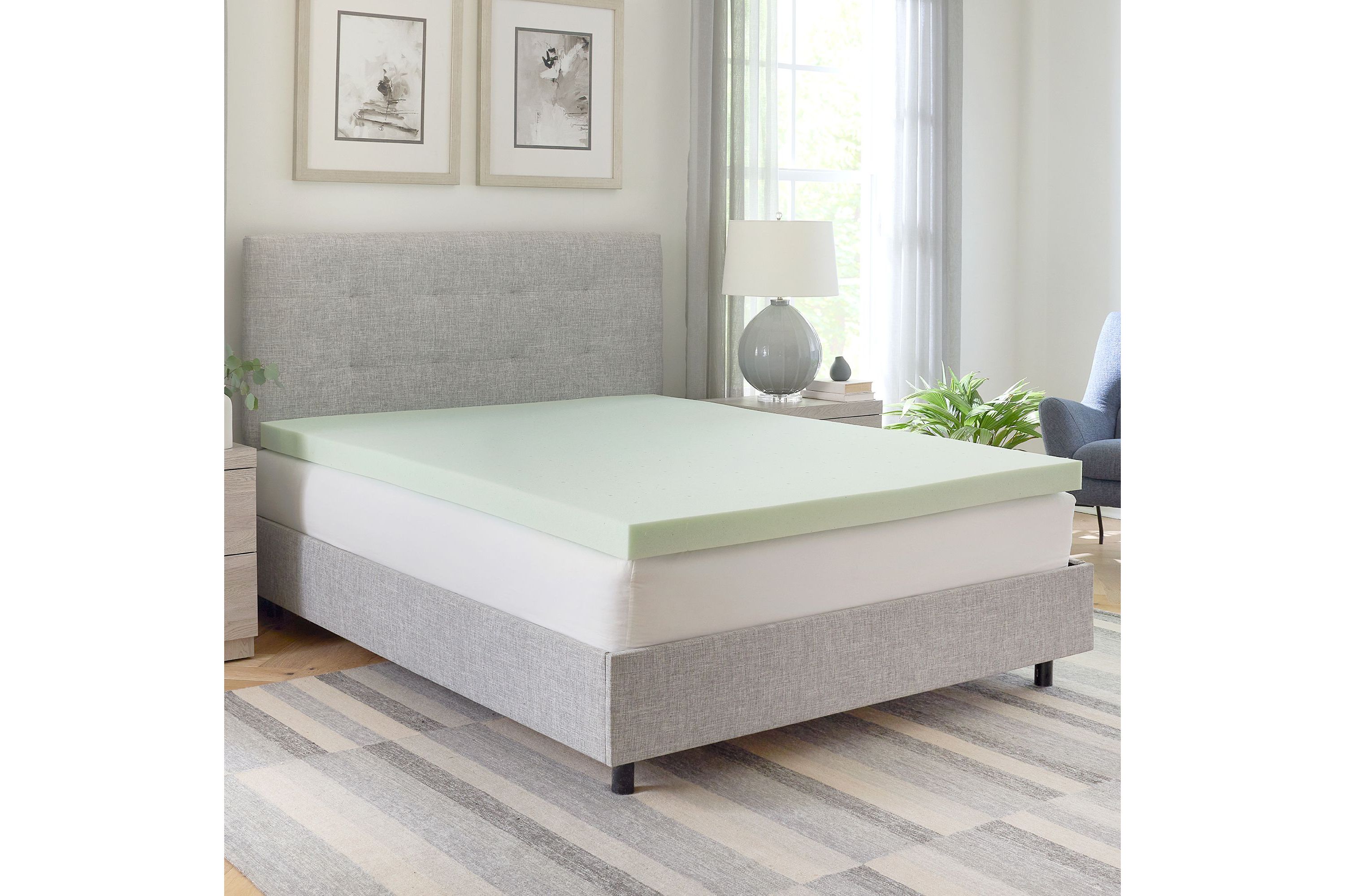 3-Inch Green Tea Infused Memory Foam Mattress Topper