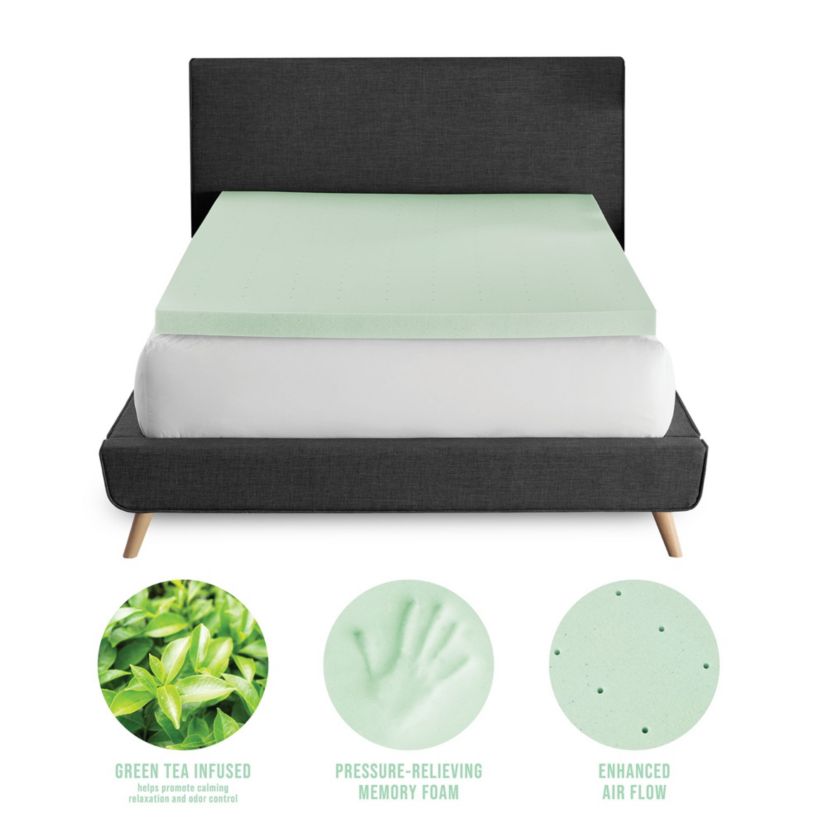 3-Inch Green Tea Infused Memory Foam Mattress Topper