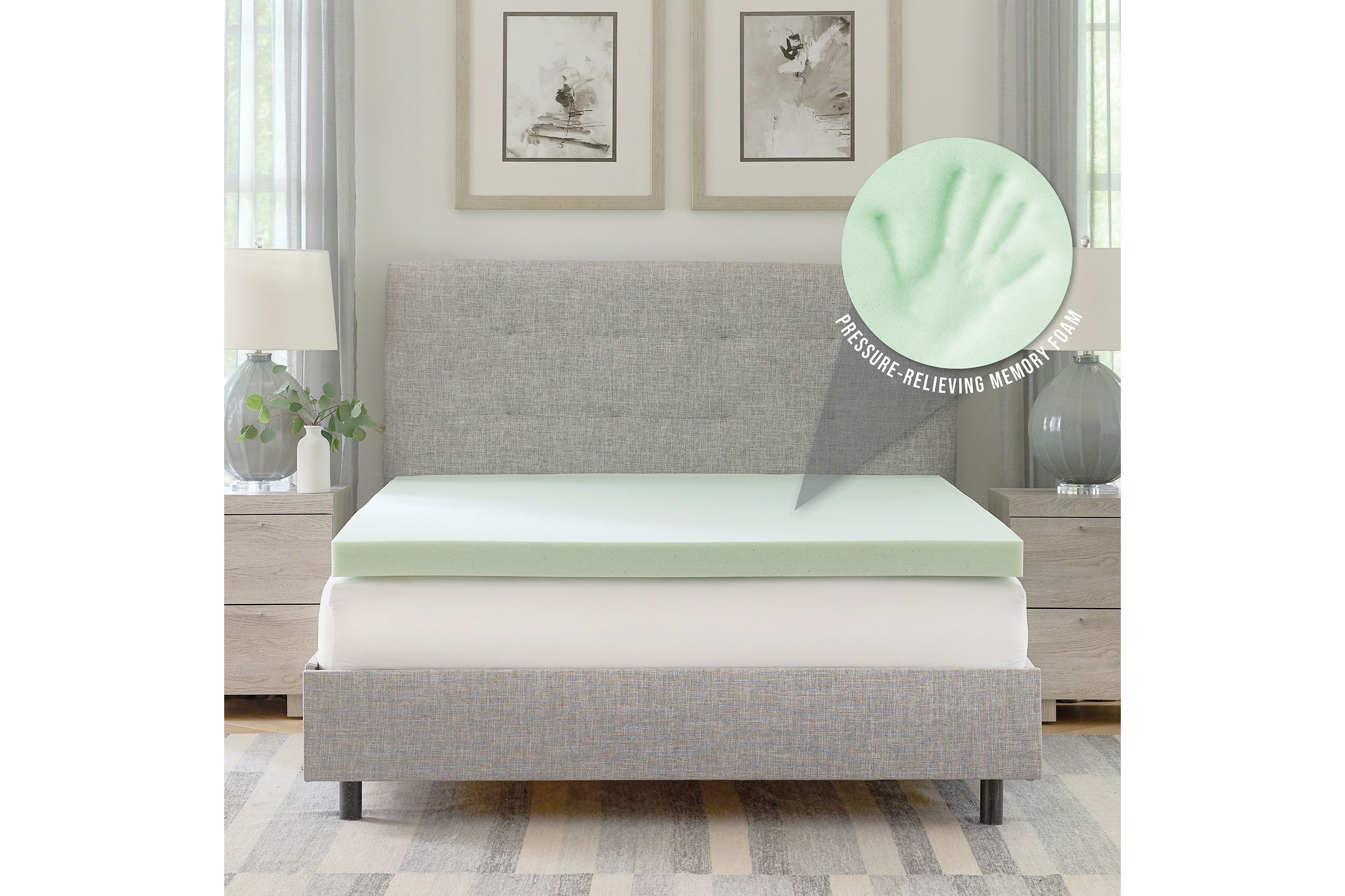 3-Inch Green Tea Infused Memory Foam Mattress Topper