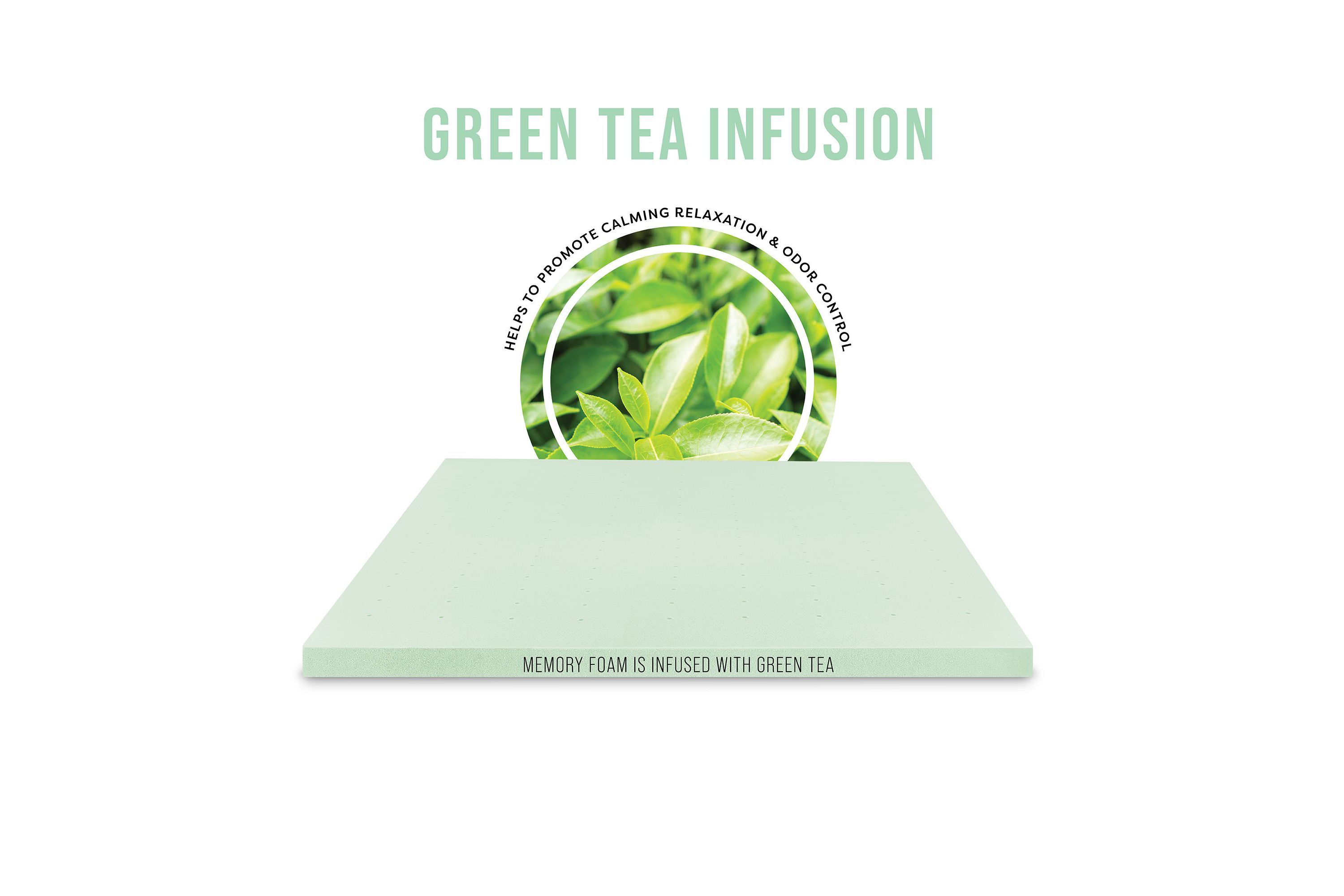 3-Inch Green Tea Infused Memory Foam Mattress Topper
