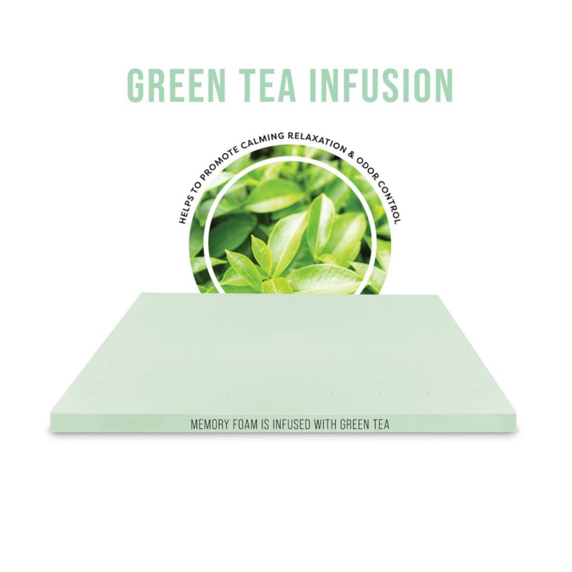 3-Inch Green Tea Infused Memory Foam Mattress Topper