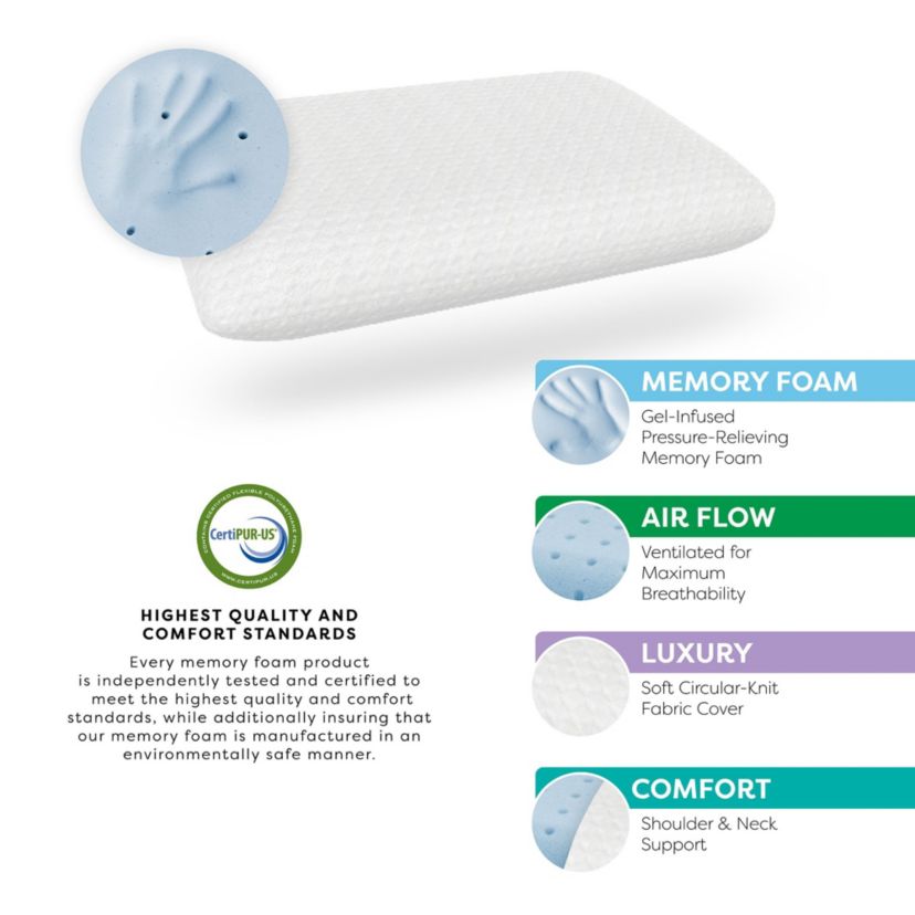 Gel Support Conventional Memory Foam Bed Pillow