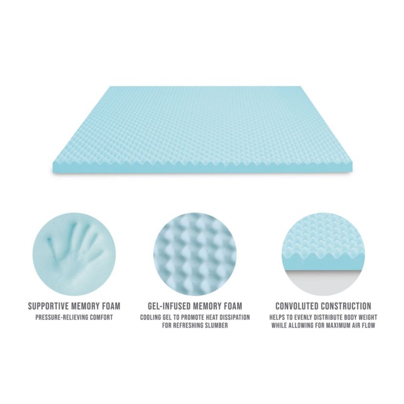 2.5-Inch Gel-Infused Convoluted Memory Foam Mattress Topper
