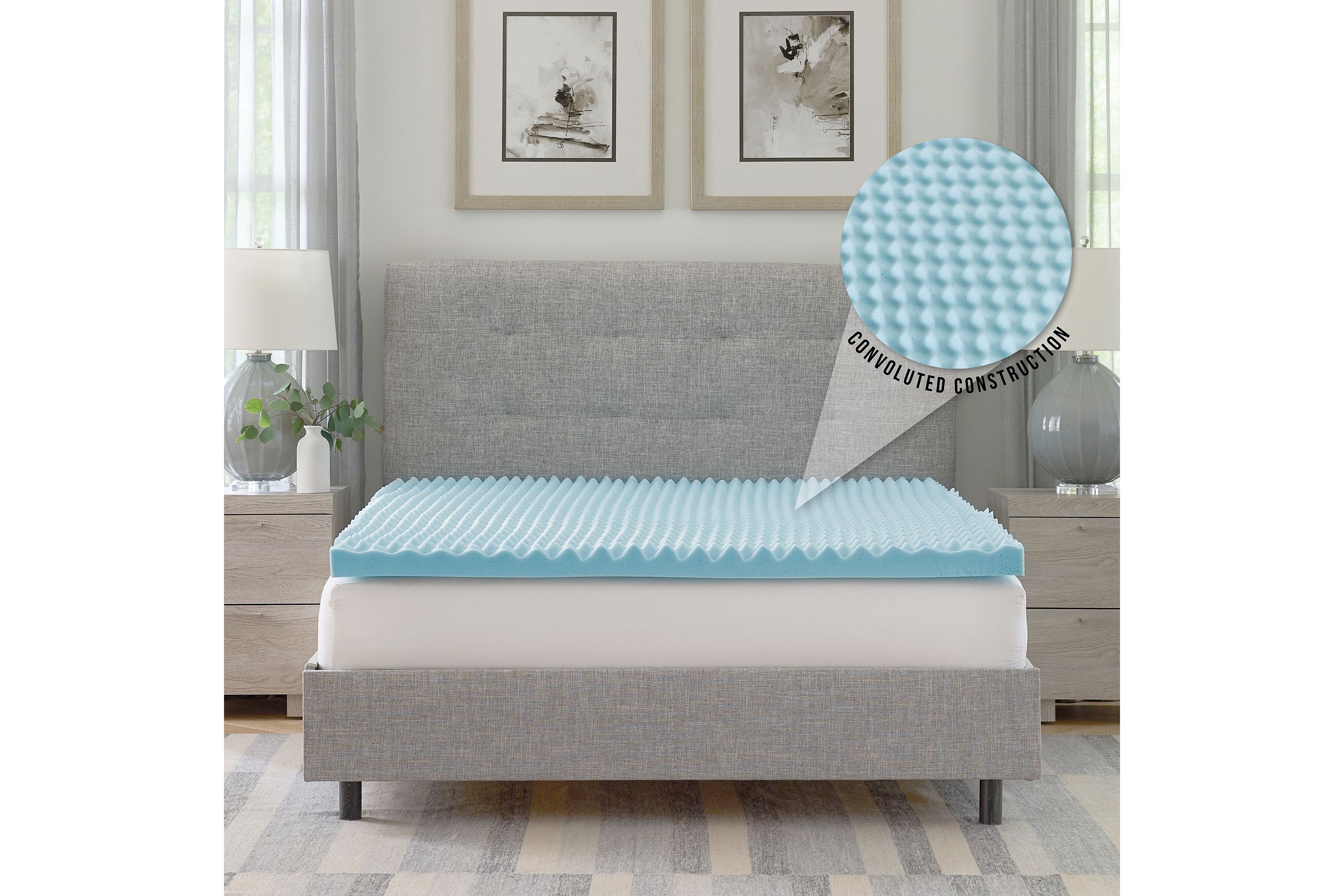 2.5-Inch Gel-Infused Convoluted Memory Foam Mattress Topper