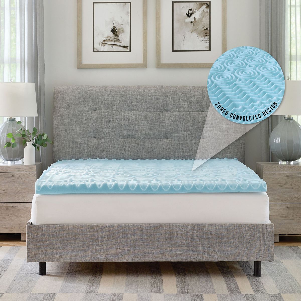 2-Inch Gel-Infused Zoned Convoluted Memory Foam Mattress Topper
