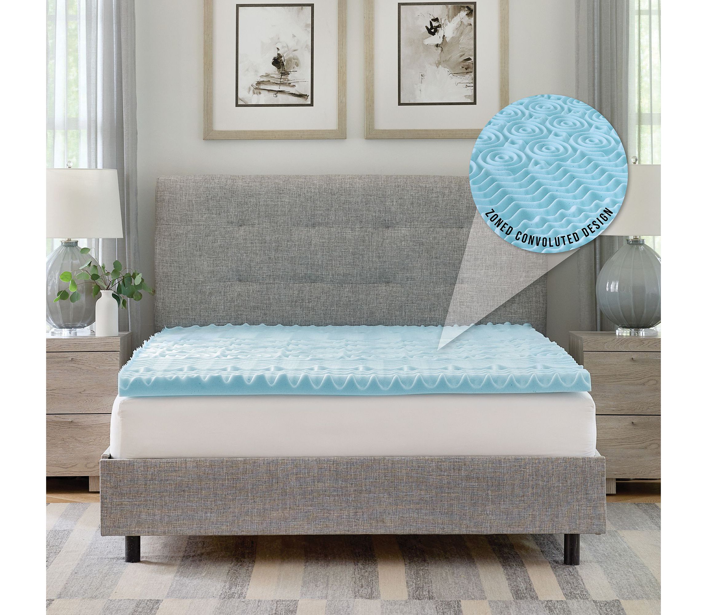 2-Inch Gel-Infused Zoned Convoluted Memory Foam Mattress Topper