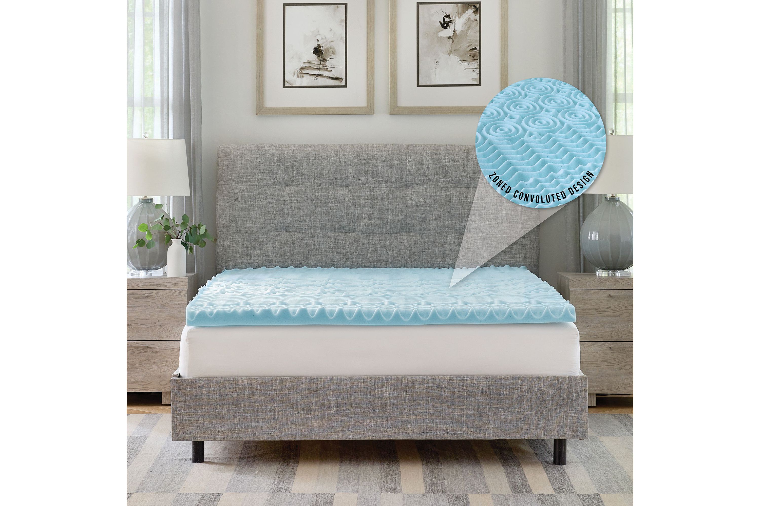 2-Inch Gel-Infused Zoned Convoluted Memory Foam Mattress Topper