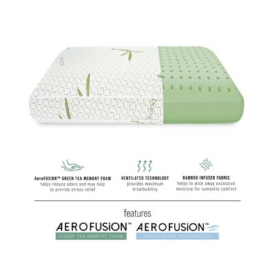 Green Tea Infused Memory Foam Bed Pillow with Rayon from Bamboo Infused Cover