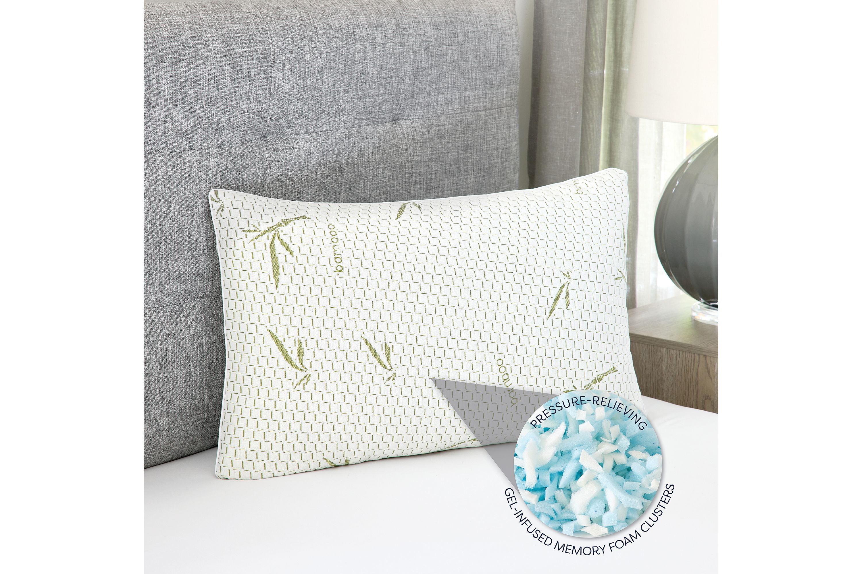 Gel-Infused Memory Foam Cluster Jumbo Bed Pillow with Rayon from Bamboo Infused Cover