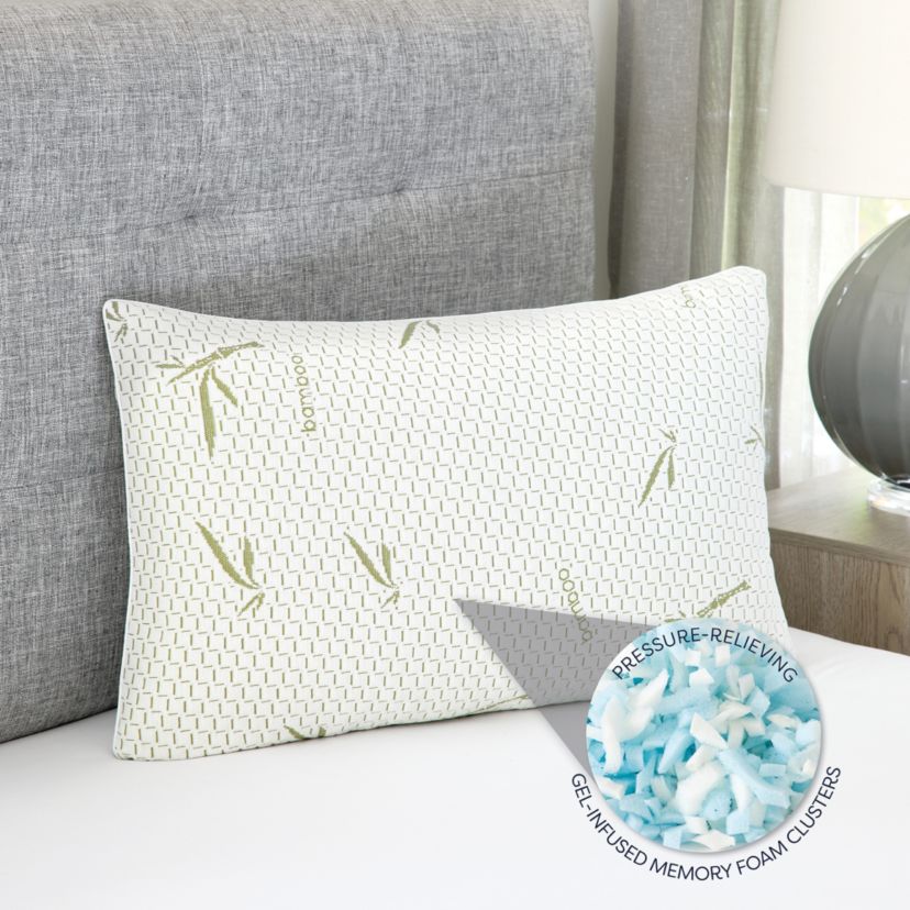 Gel-Infused Memory Foam Cluster Jumbo Bed Pillow with Rayon from Bamboo Infused Cover