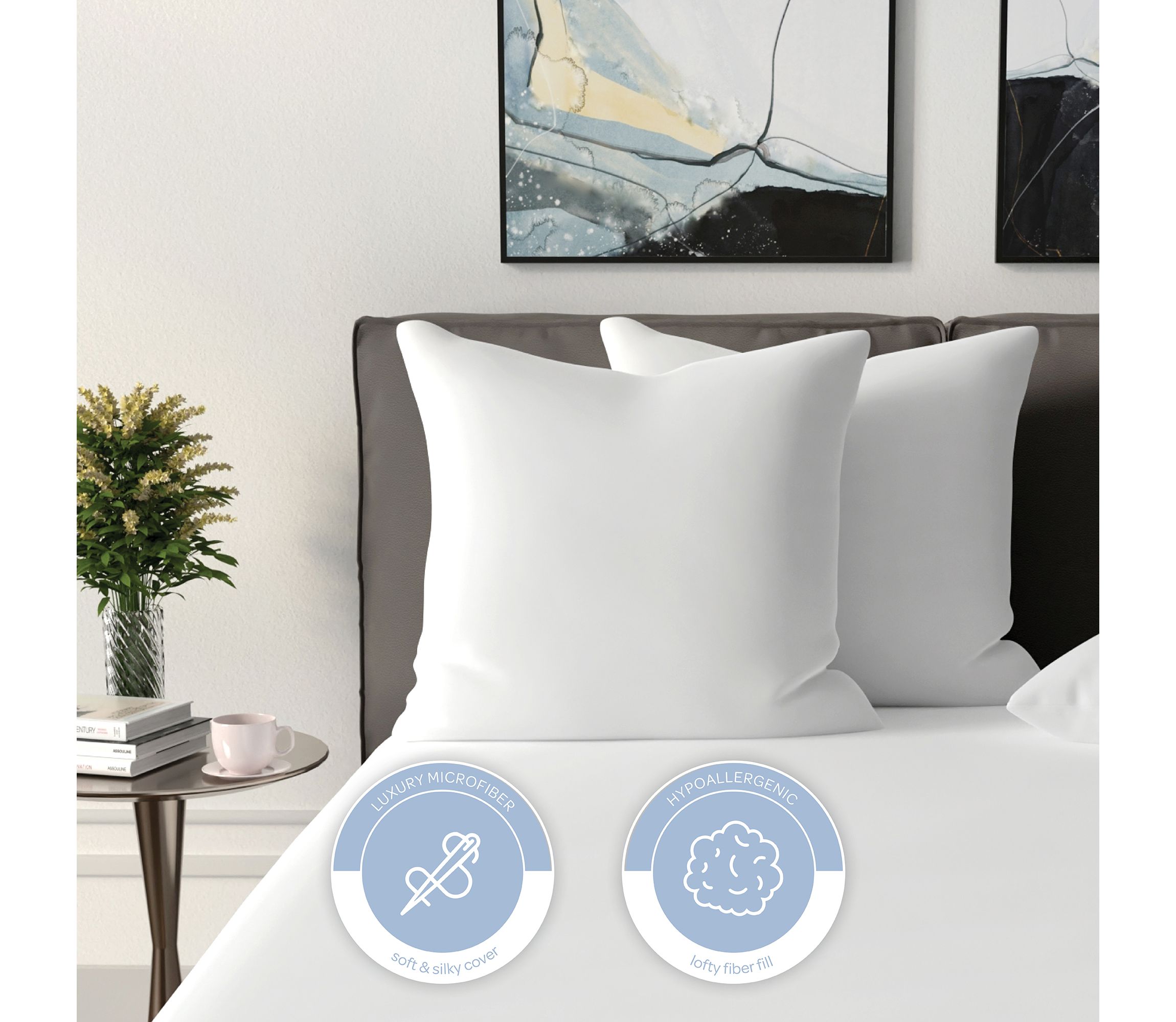 Fiber Filled 27 x 27 Euro Square Pillow Insert - 2 Pack
