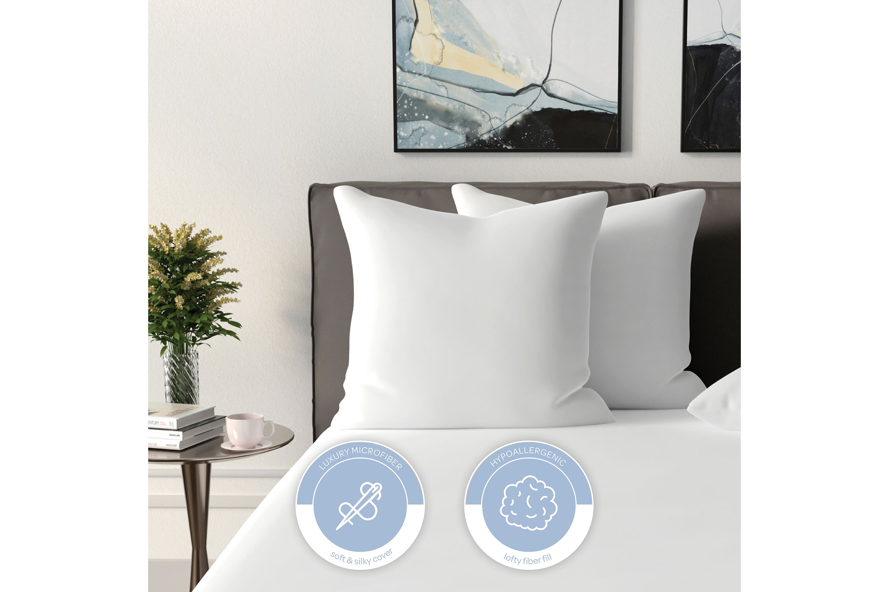Fiber Filled 27 x 27 Euro Square Pillow Insert - 2 Pack