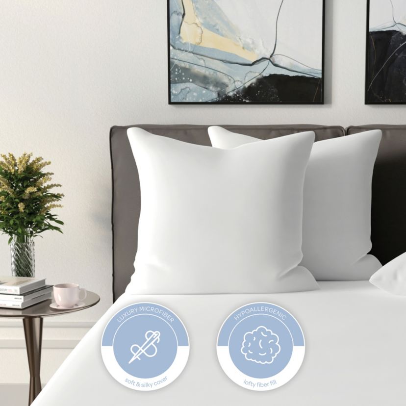 Fiber Filled 27 x 27 Euro Square Pillow Insert - 2 Pack
