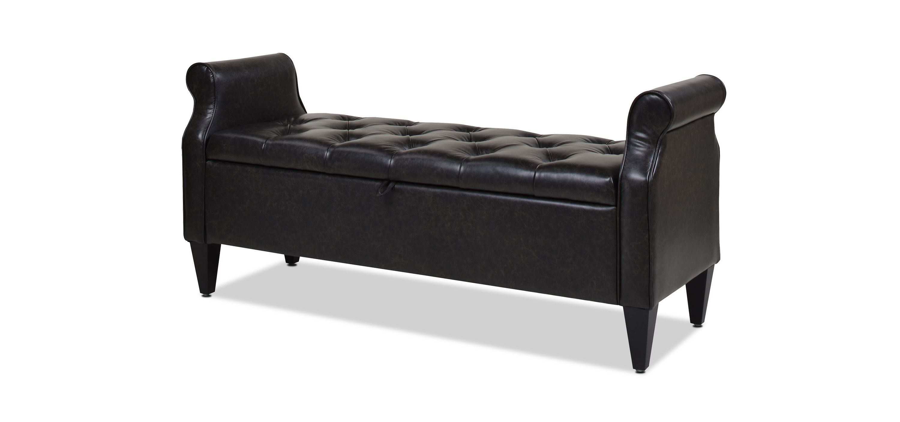 Jacqueline 57.5" Tufted Roll Arm Storage Bench