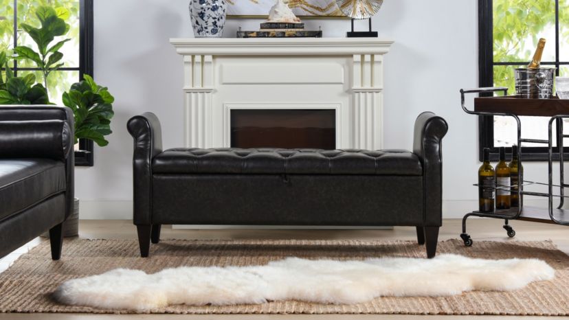 Jacqueline 57.5" Tufted Roll Arm Storage Bench