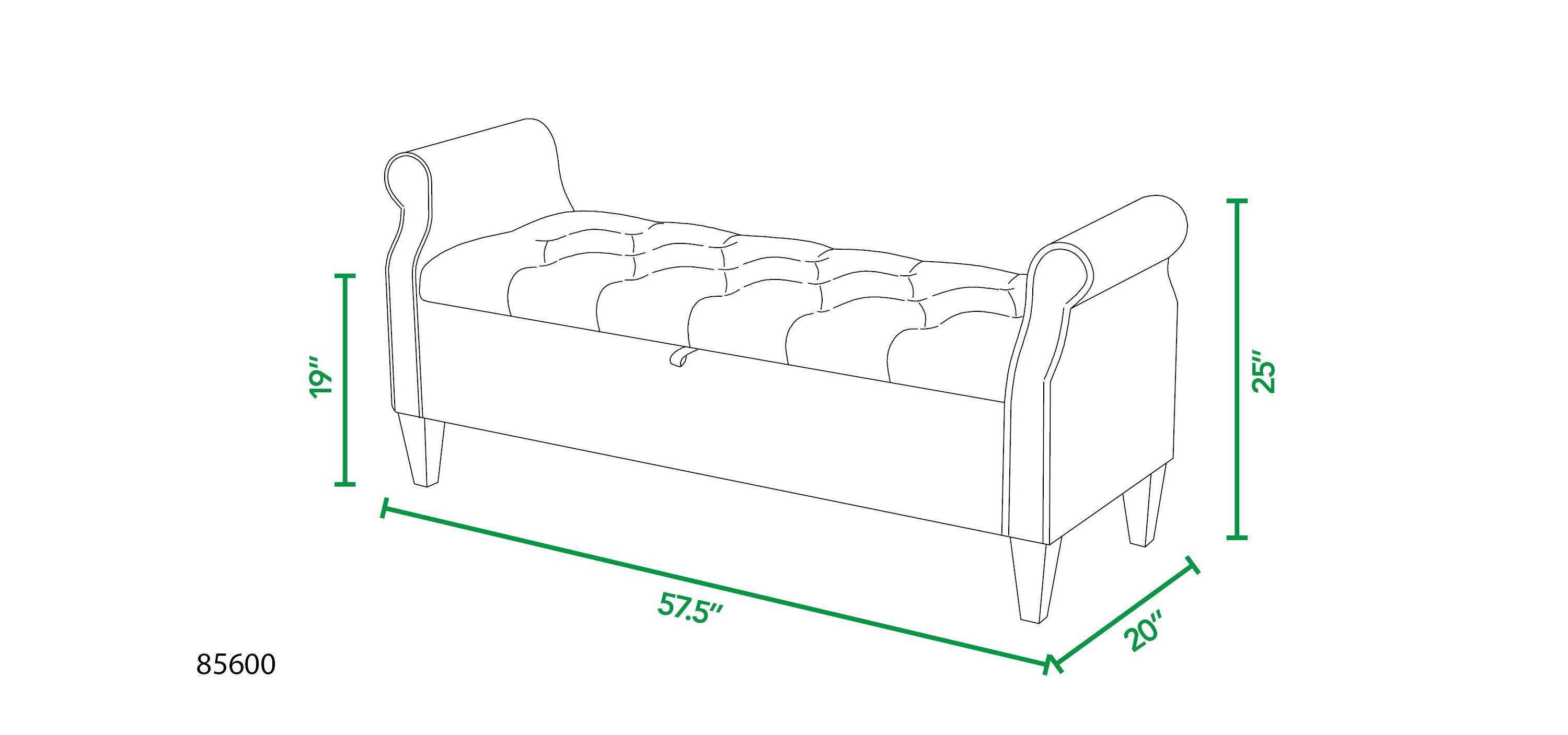 Jacqueline 57.5" Tufted Roll Arm Storage Bench