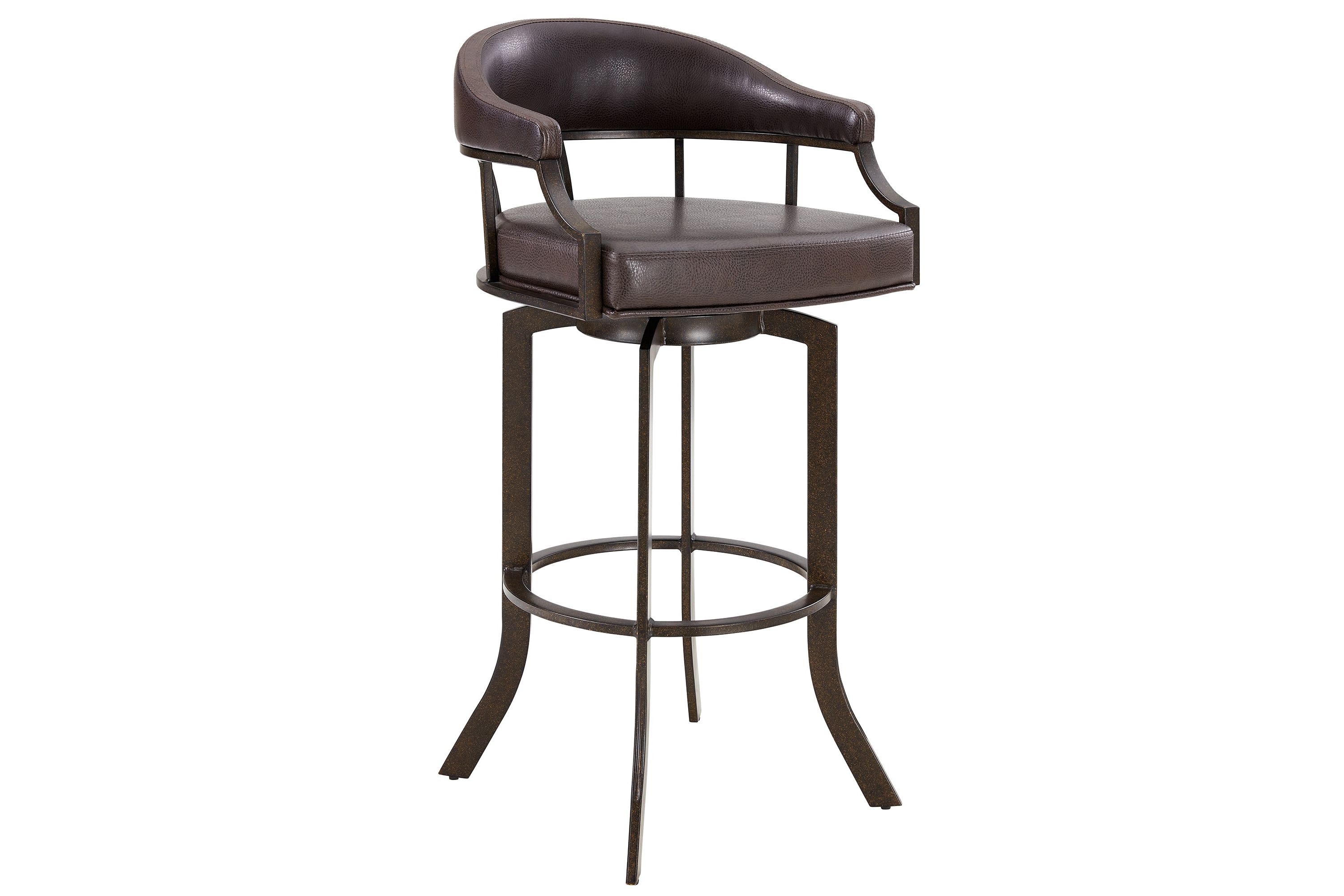 Pharaoh Swivel 30" Auburn Bay and Brown Faux Leather Bar Stool