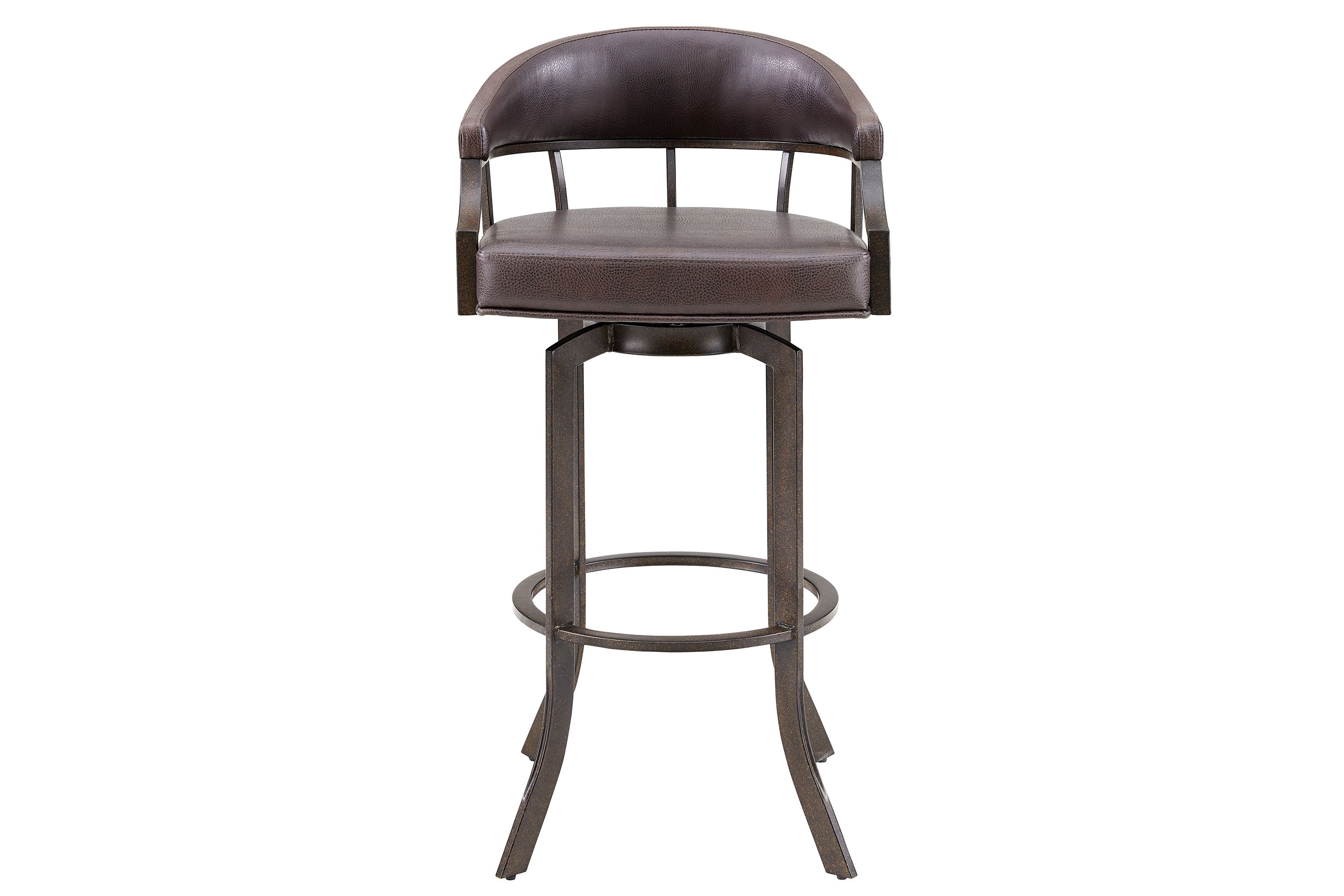 Pharaoh Swivel 30" Auburn Bay and Brown Faux Leather Bar Stool