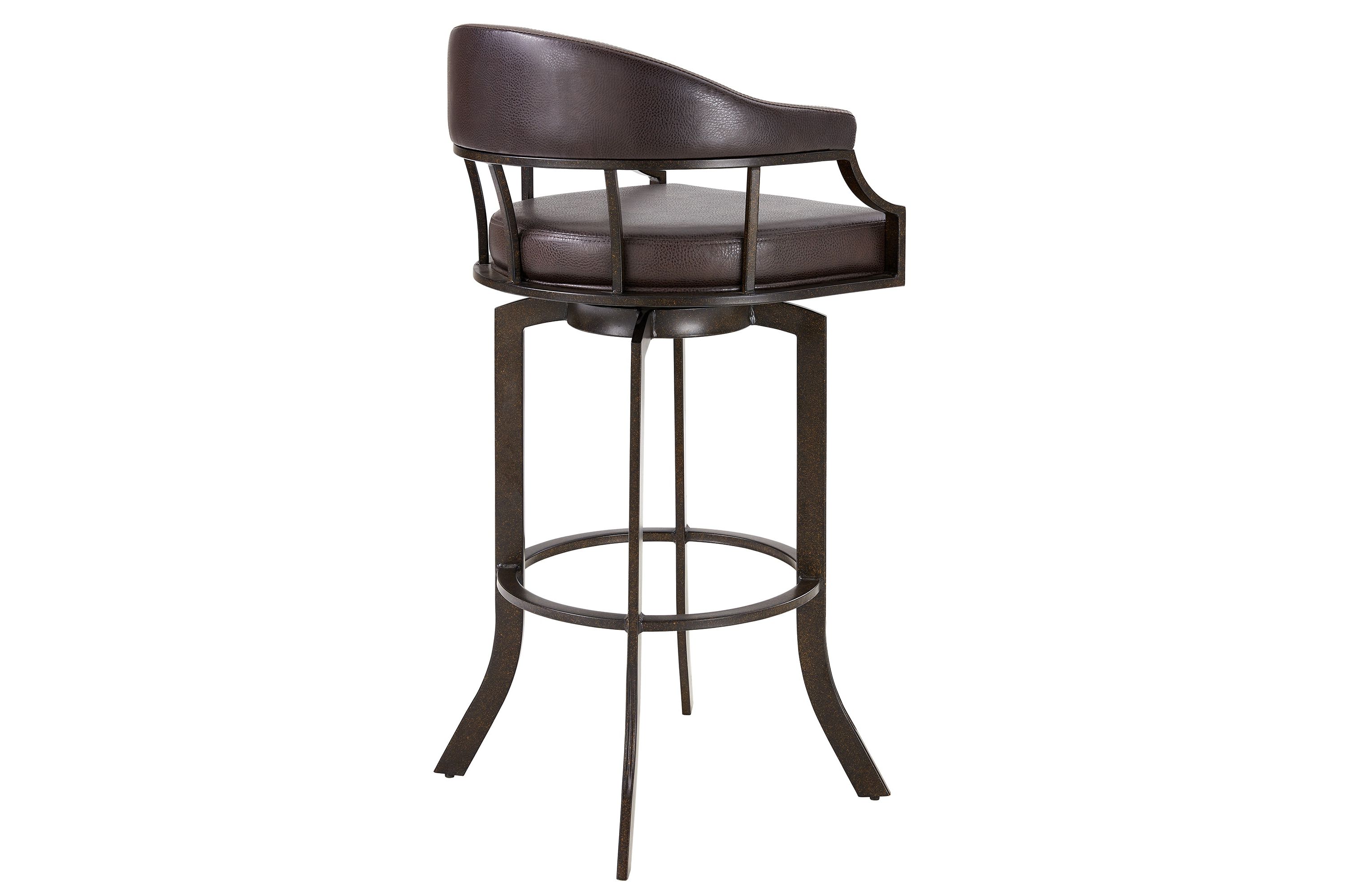 Pharaoh Swivel 30" Auburn Bay and Brown Faux Leather Bar Stool