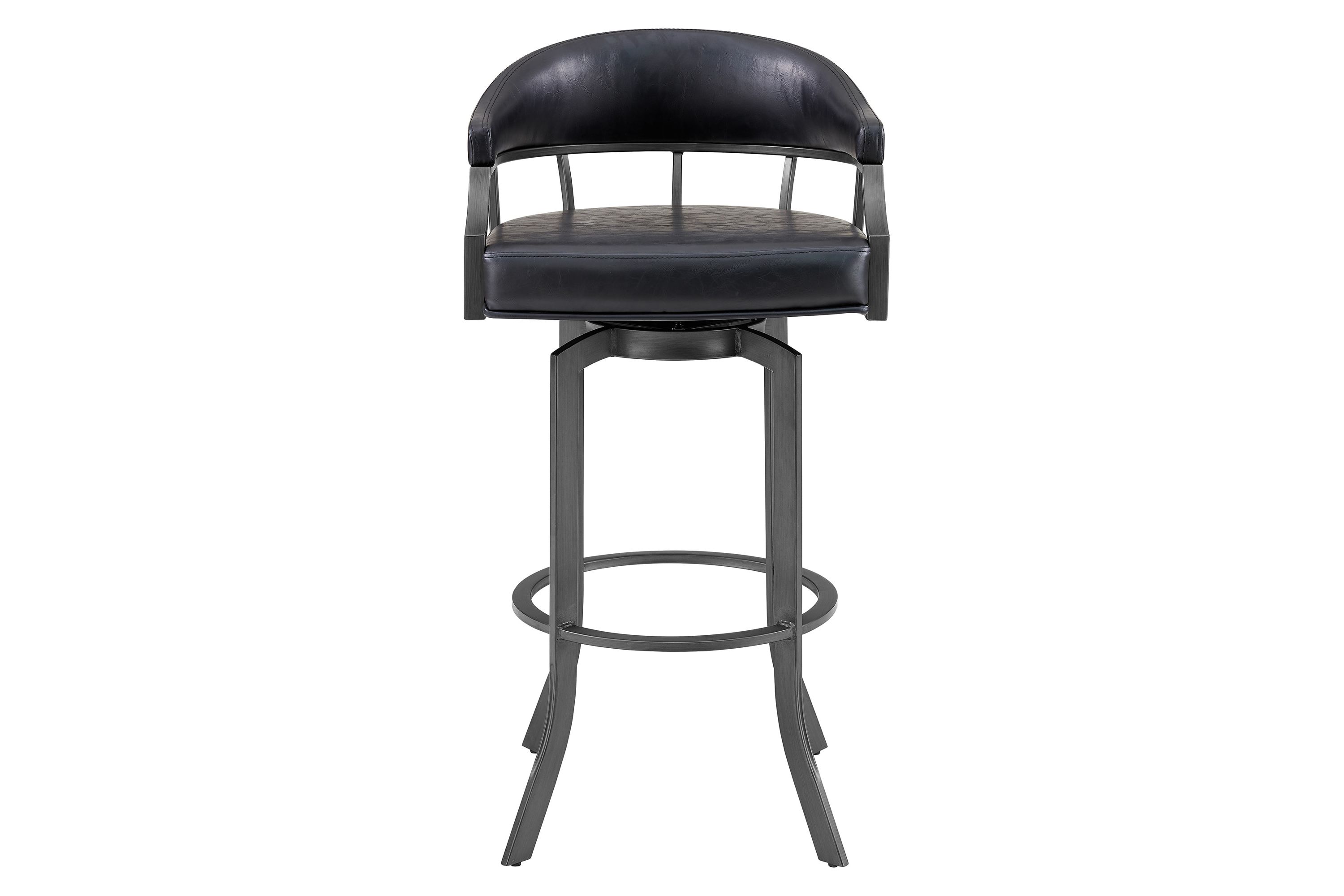 Pharaoh Swivel 30" Mineral Finish and Black Faux Leather Bar Stool