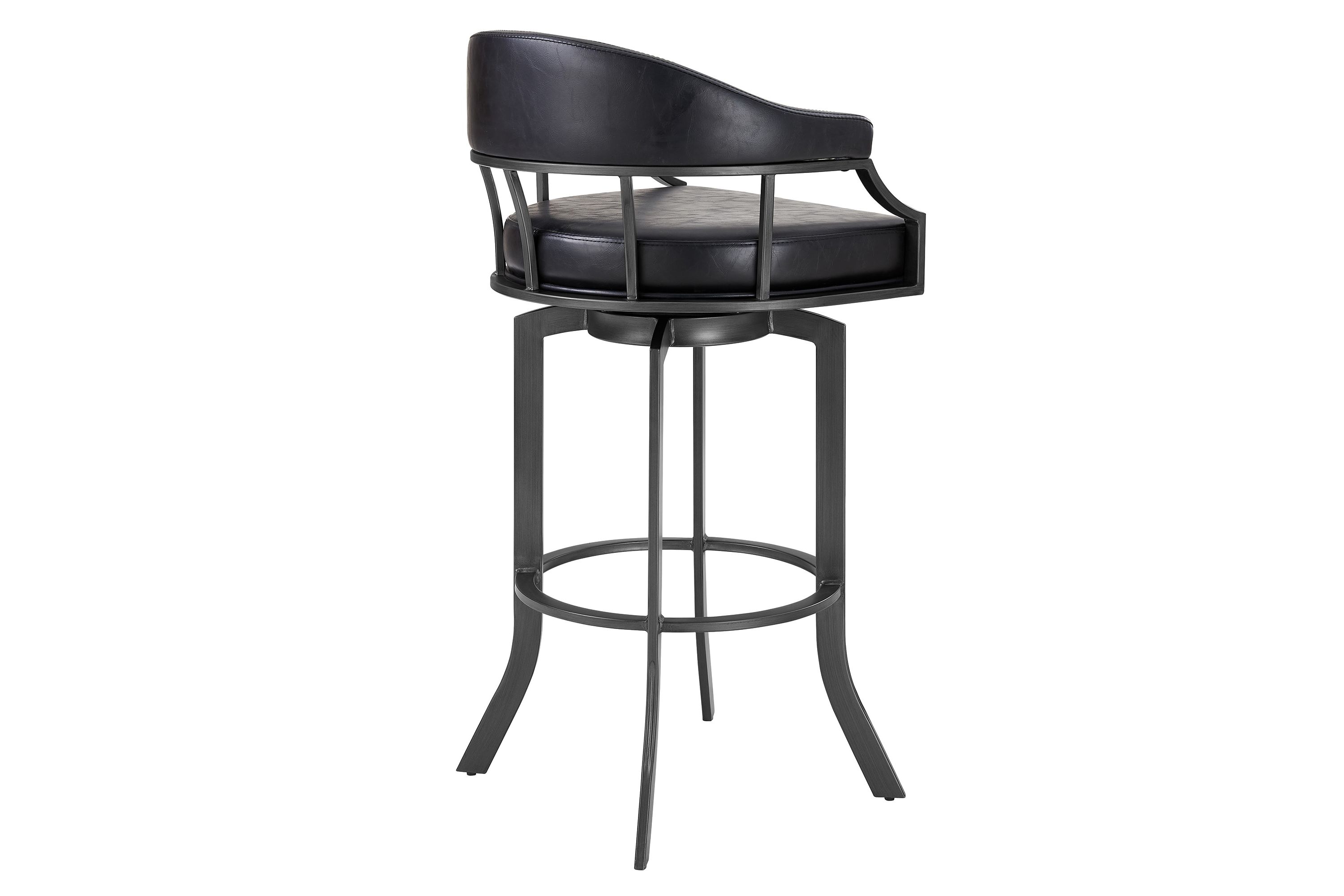 Pharaoh Swivel 30" Mineral Finish and Black Faux Leather Bar Stool