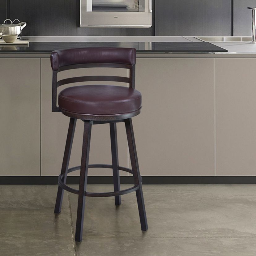 Titana 30" Barstool in Auburn Bay finish with Brown Pu upholstery