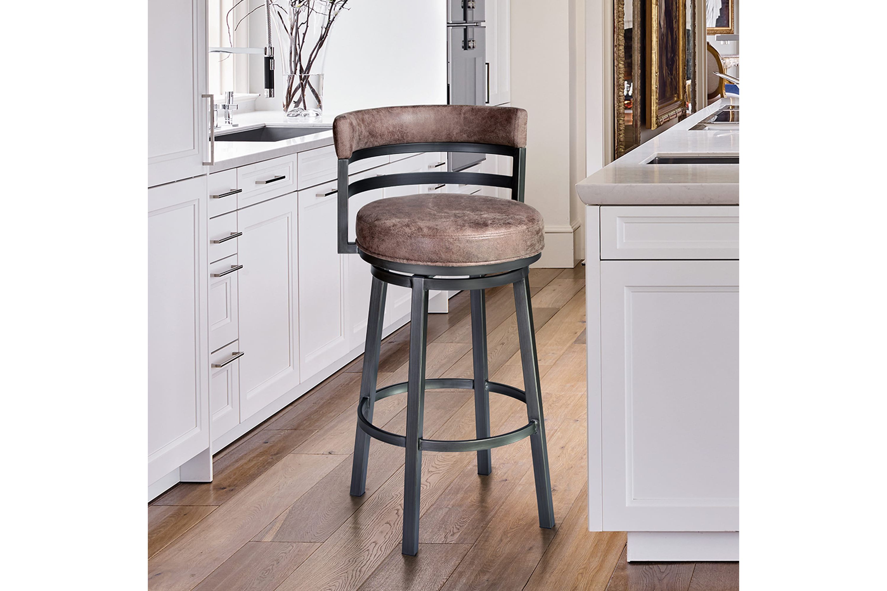 Titana 26" Barstool in Mineral finish with Bandero Tobacco upholstery