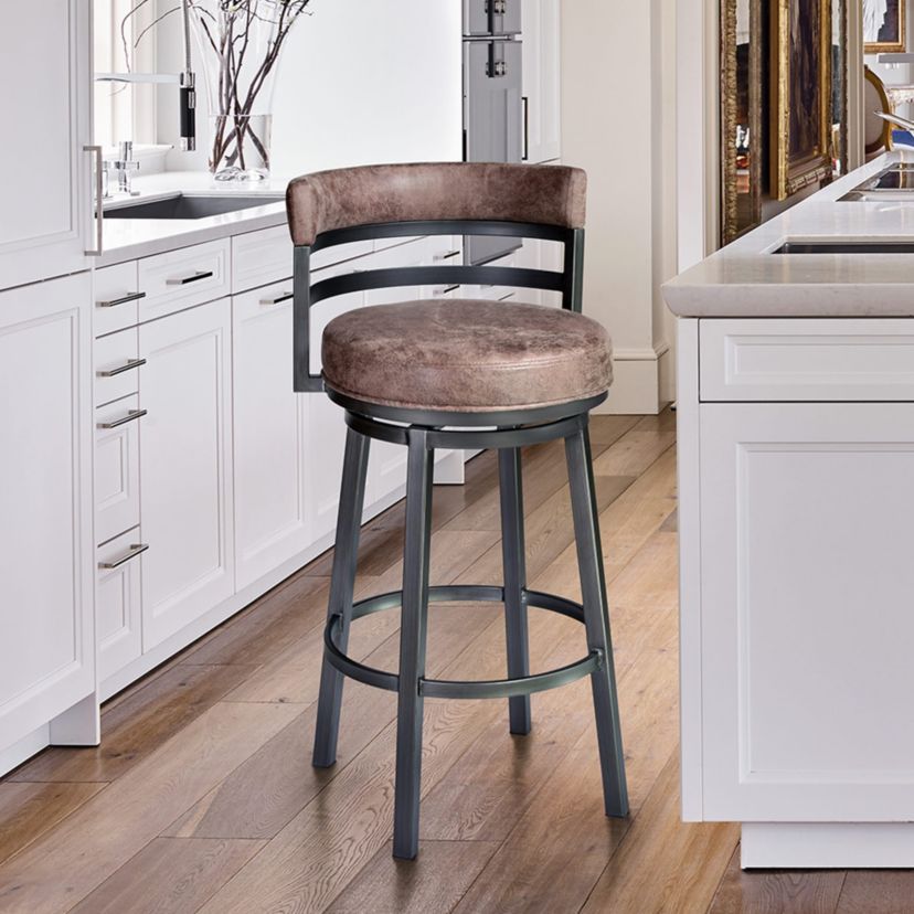 Titana 26" Barstool in Mineral finish with Bandero Tobacco upholstery