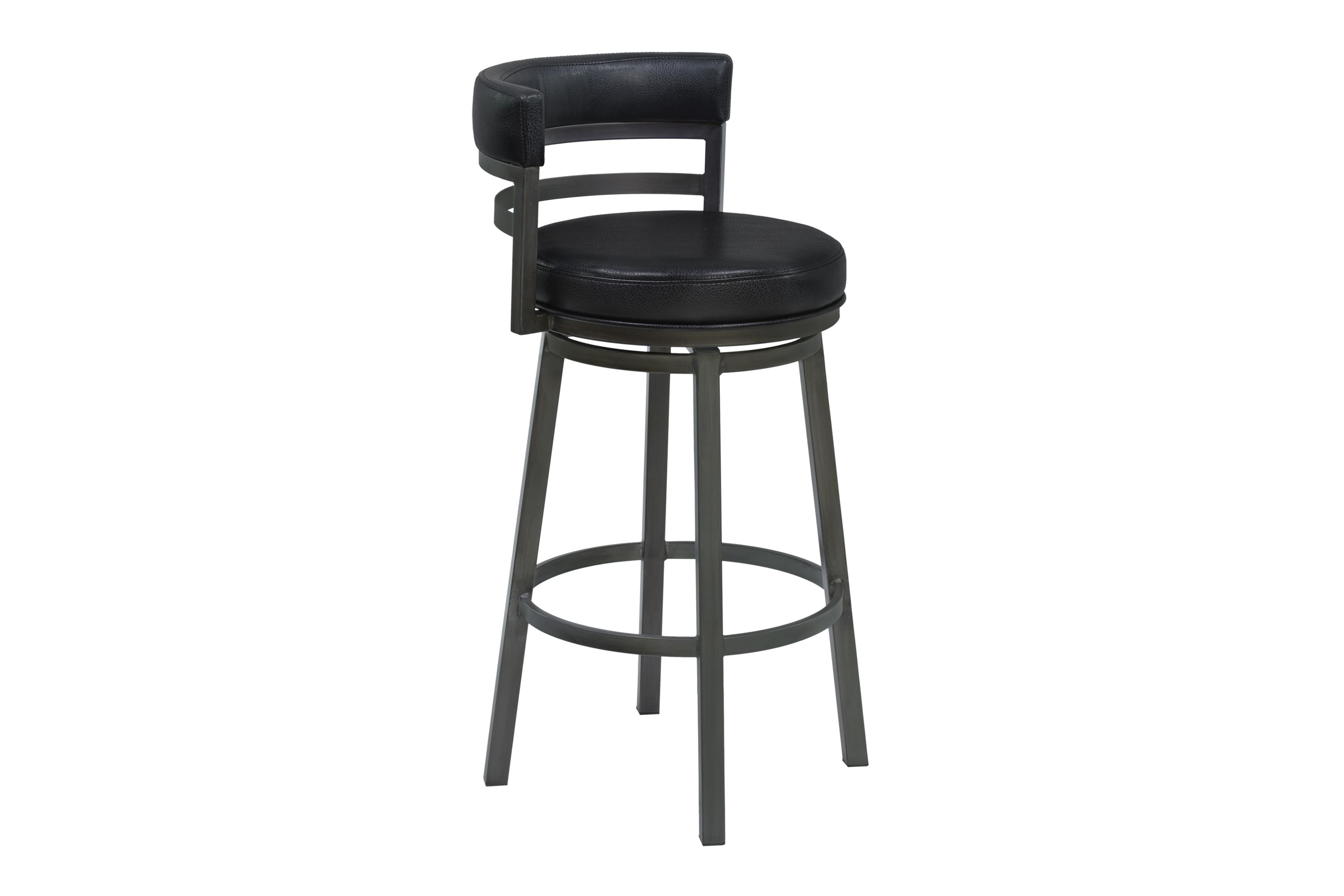 Titana 26" Counter Height Metal Swivel Barstool in Ford Black Pu and Mineral Finish
