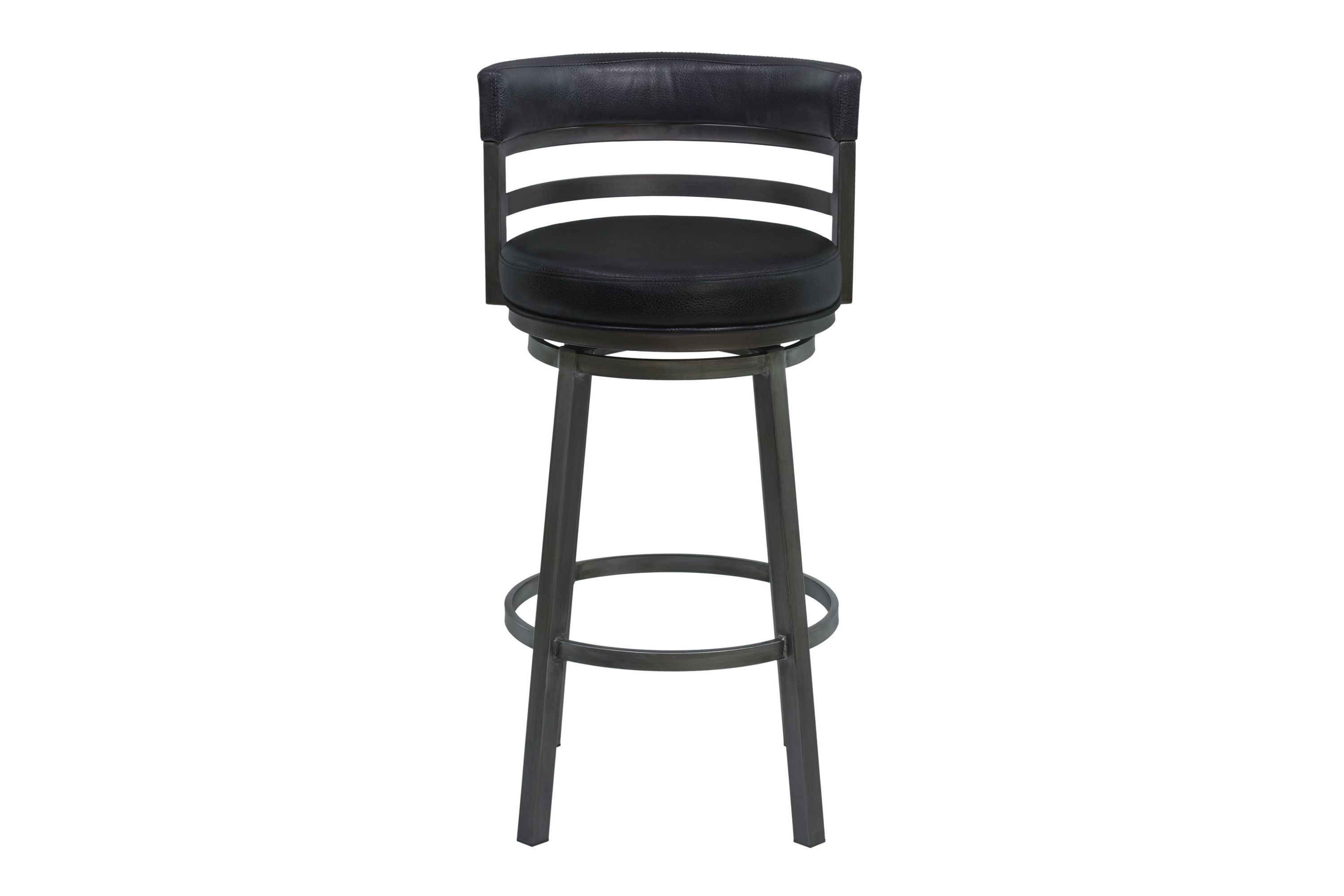 Titana 26" Counter Height Metal Swivel Barstool in Ford Black Pu and Mineral Finish