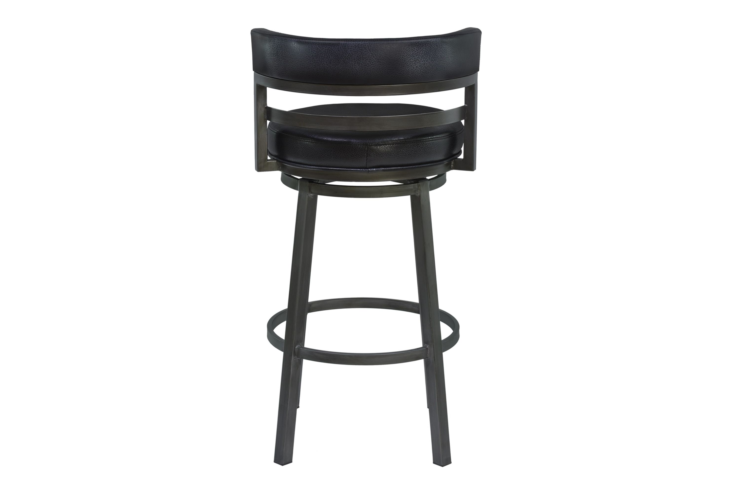 Titana 26" Counter Height Metal Swivel Barstool in Ford Black Pu and Mineral Finish
