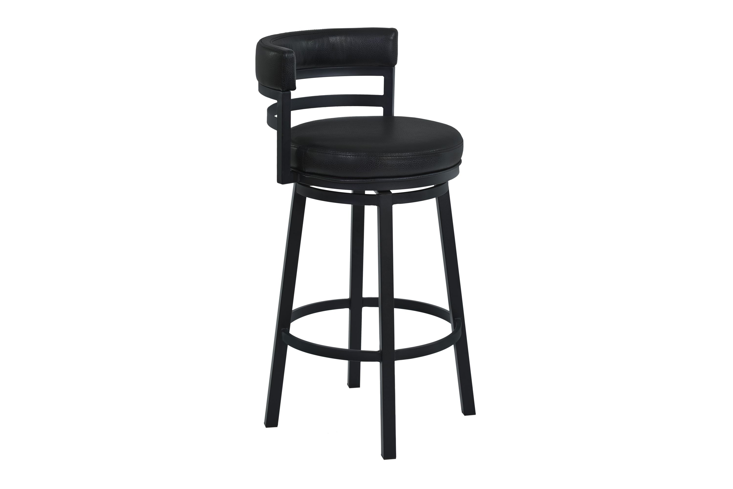 Titana 26" Counter Height Metal Swivel Barstool in Ford Black Pu and Black Finish