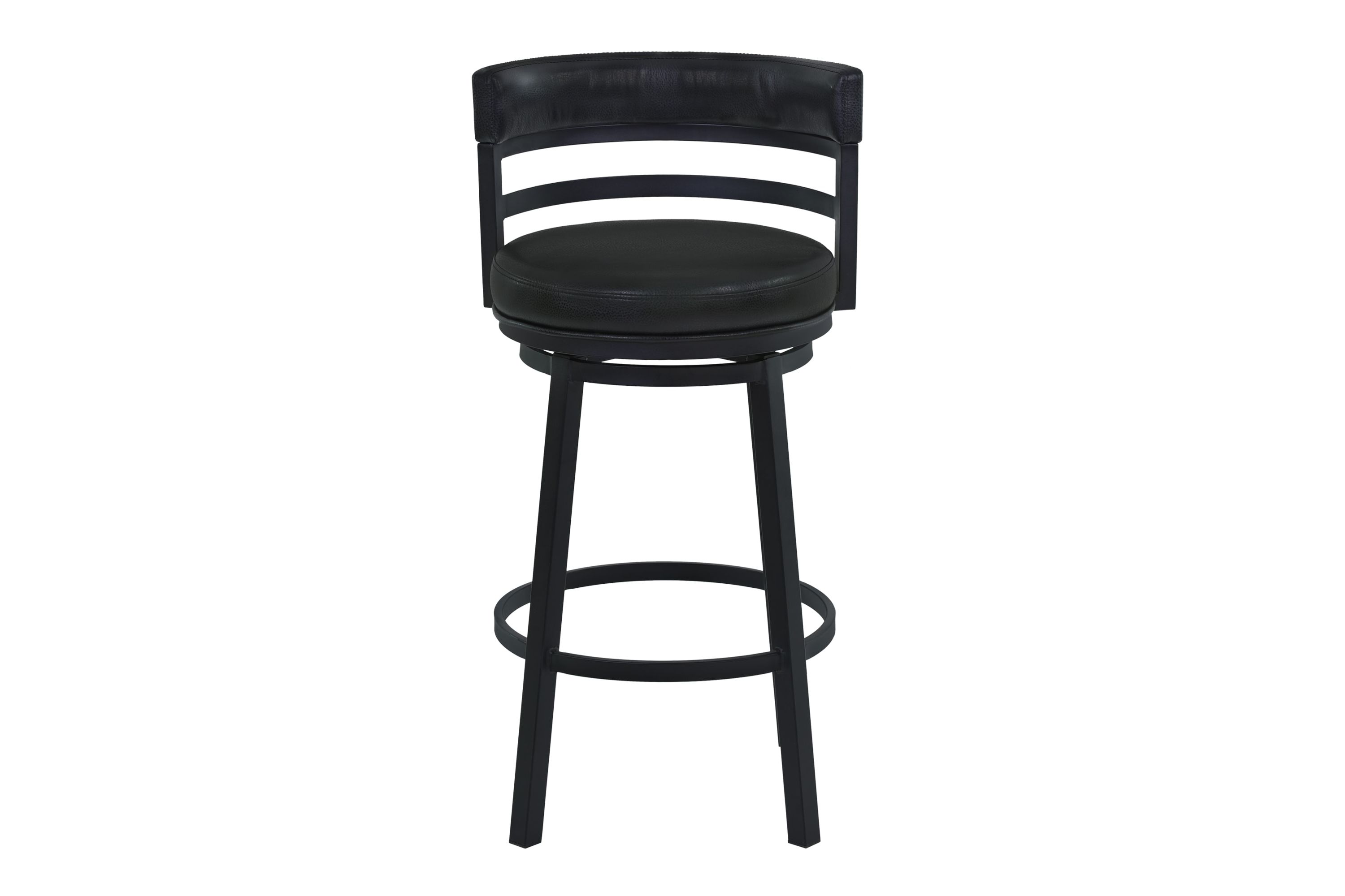 Titana 26" Counter Height Metal Swivel Barstool in Ford Black Pu and Black Finish