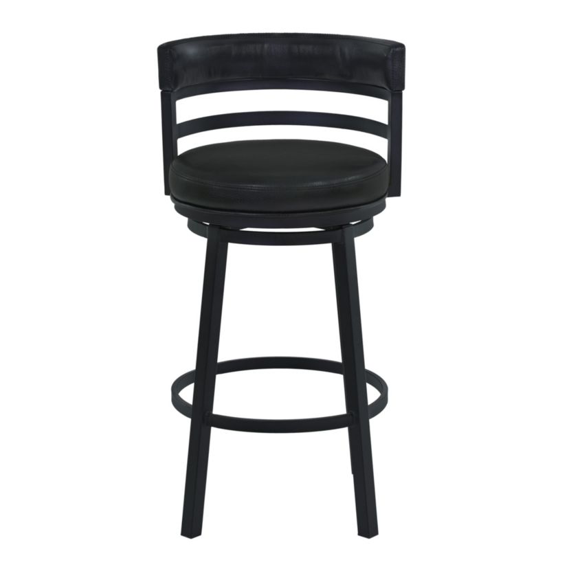 Titana 26" Counter Height Metal Swivel Barstool in Ford Black Pu and Black Finish