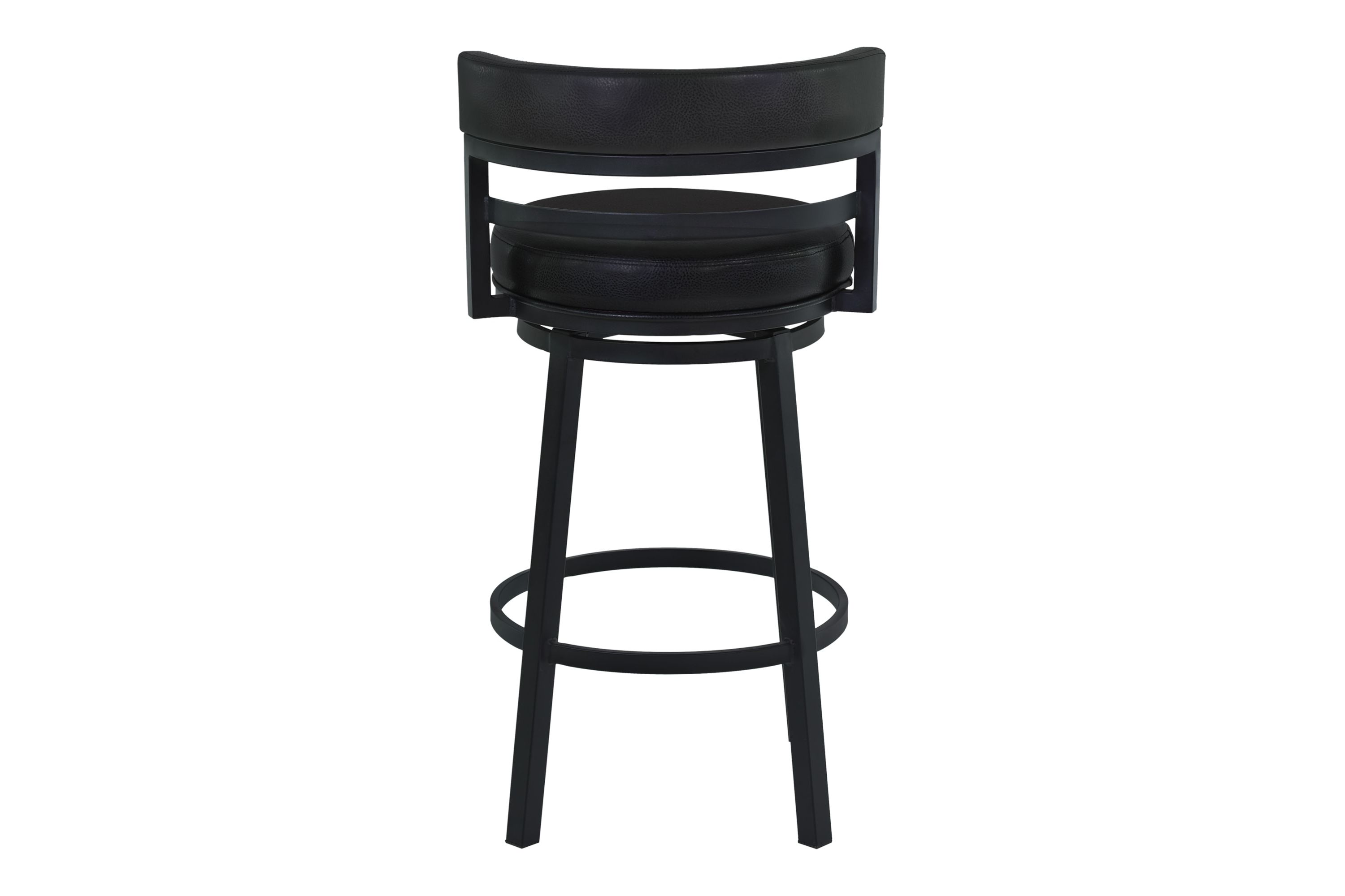 Titana 26" Counter Height Metal Swivel Barstool in Ford Black Pu and Black Finish