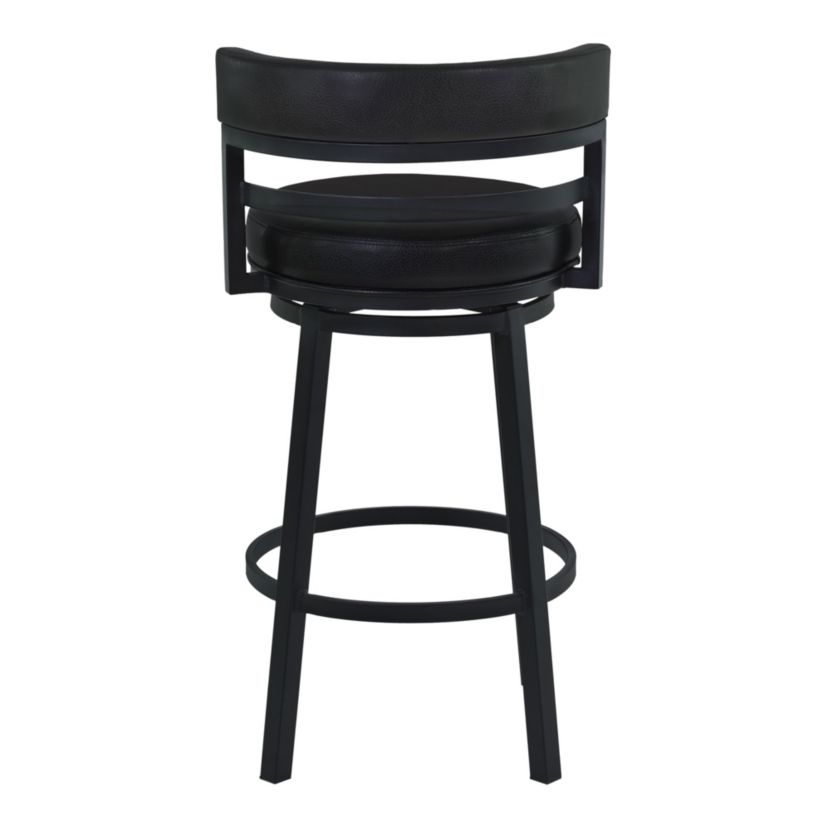 Titana 30" Bar Height Metal Swivel Barstool in Ford Black Pu and Black Finish