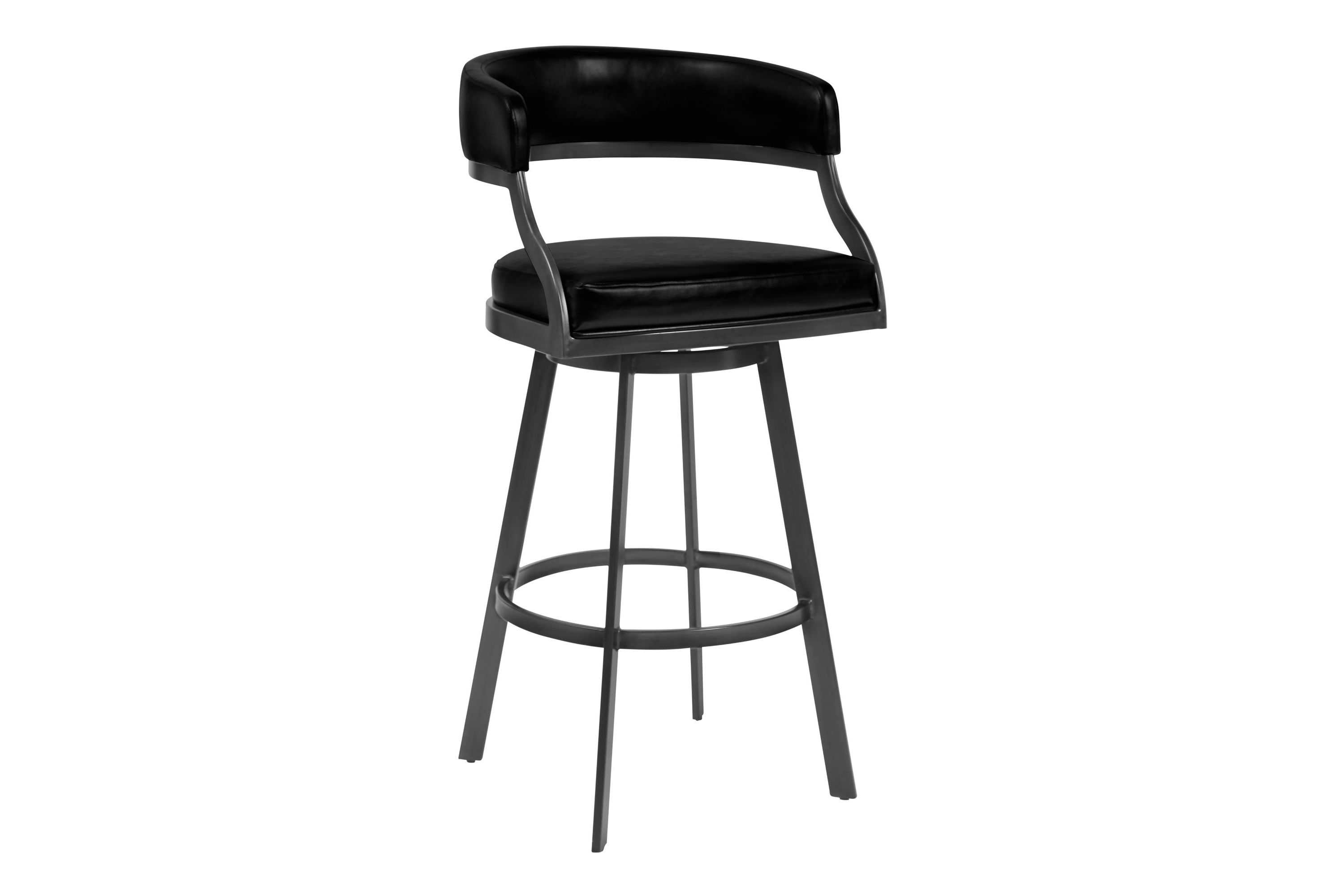 Dione 30" Bar Height Barstool in Mineral Finish and Vintage Black Faux Leather