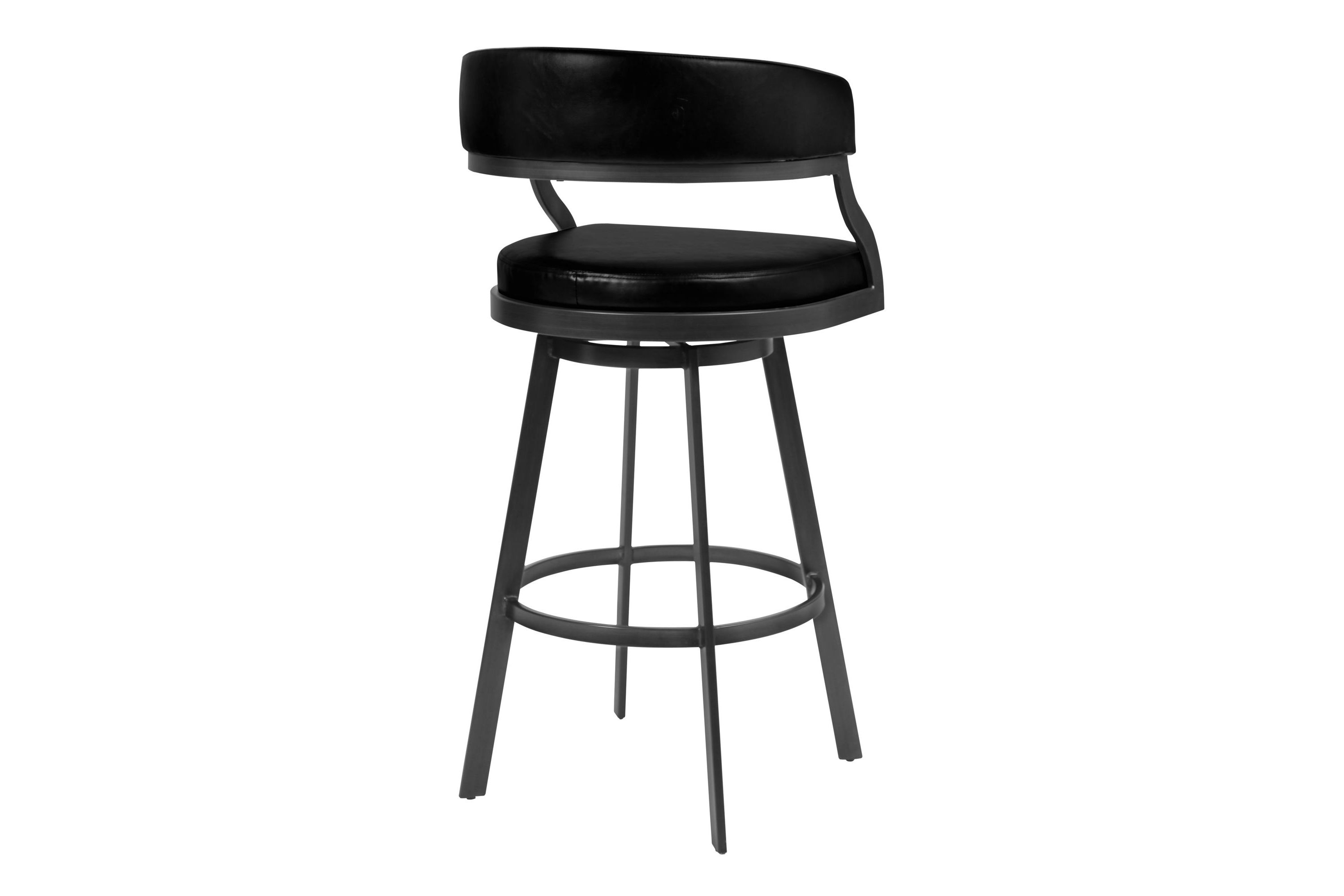 Dione 30" Bar Height Barstool in Mineral Finish and Vintage Black Faux Leather