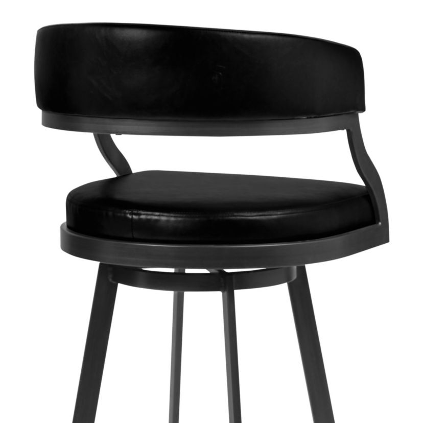 Dione 30" Bar Height Barstool in Mineral Finish and Vintage Black Faux Leather