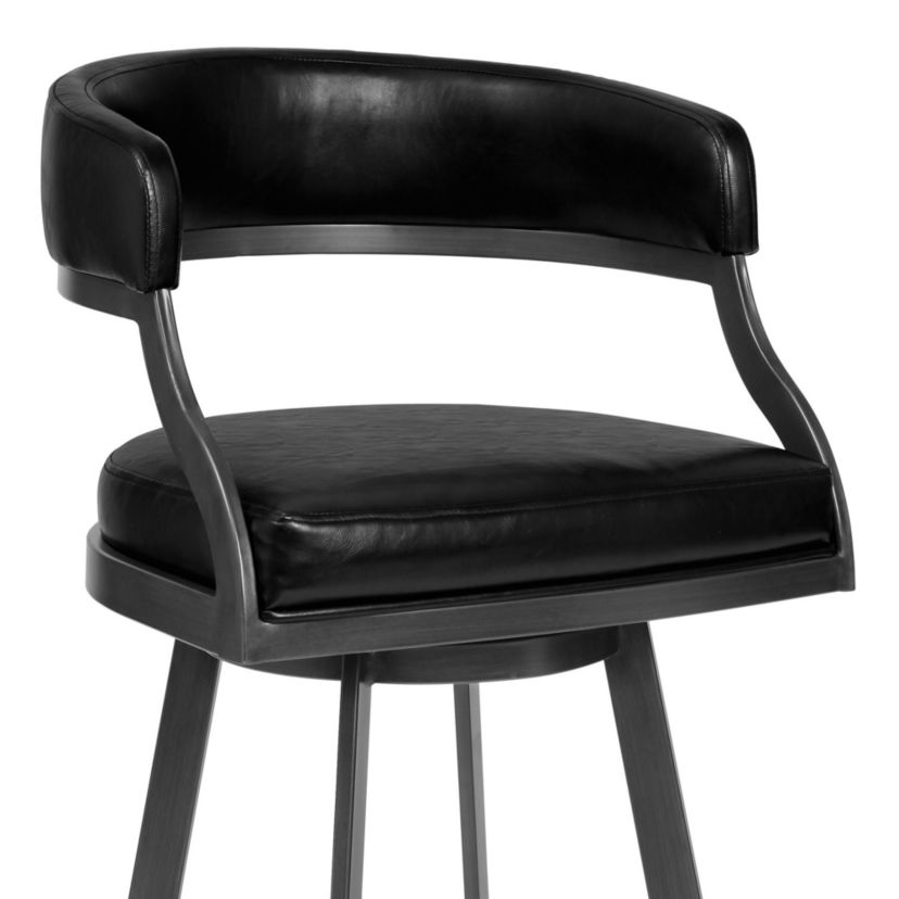 Dione 30" Bar Height Barstool in Mineral Finish and Vintage Black Faux Leather