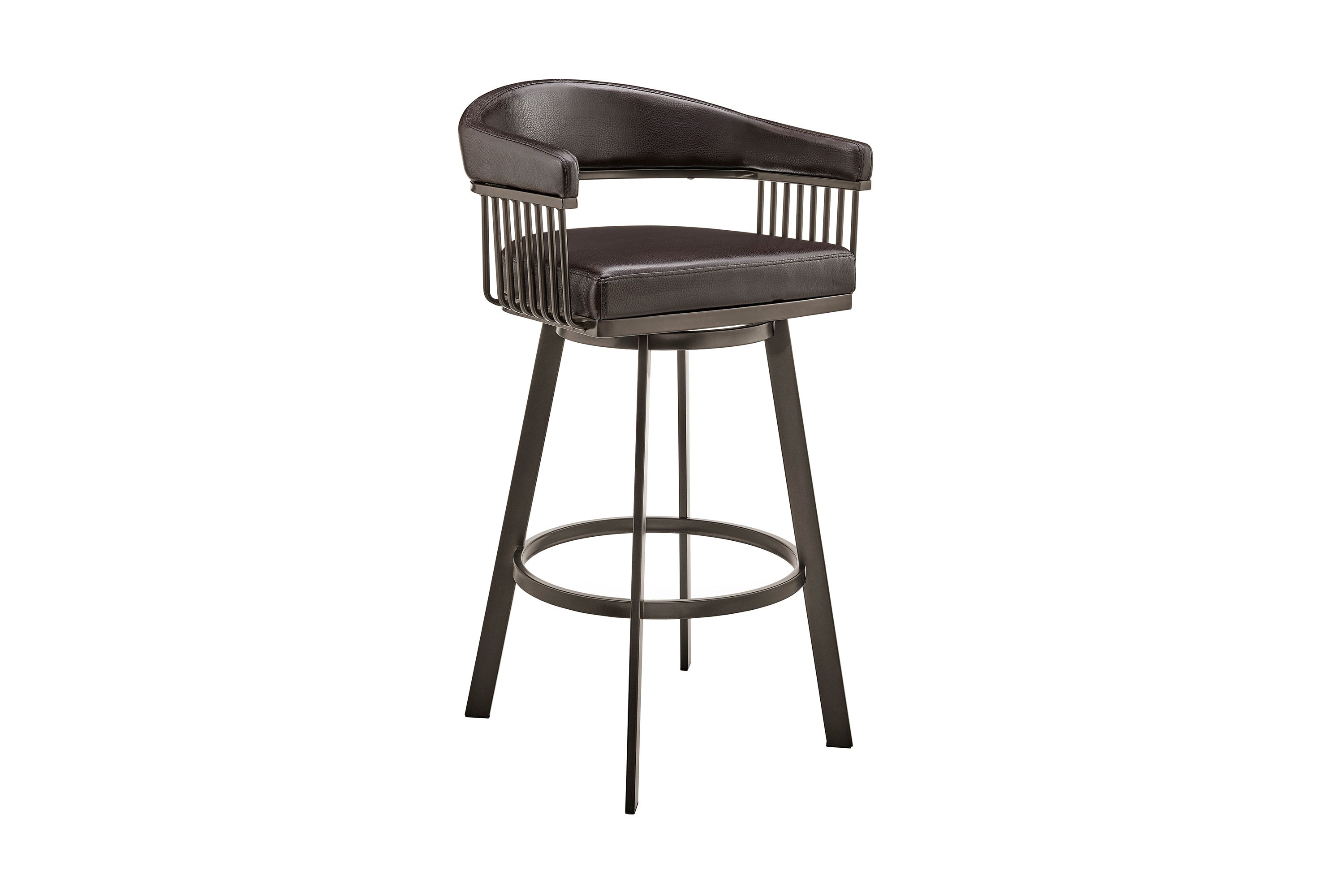 Bronson 25" Counter Height Swivel Bar Stool in Java Brown Finish and Chocolate Faux Leather