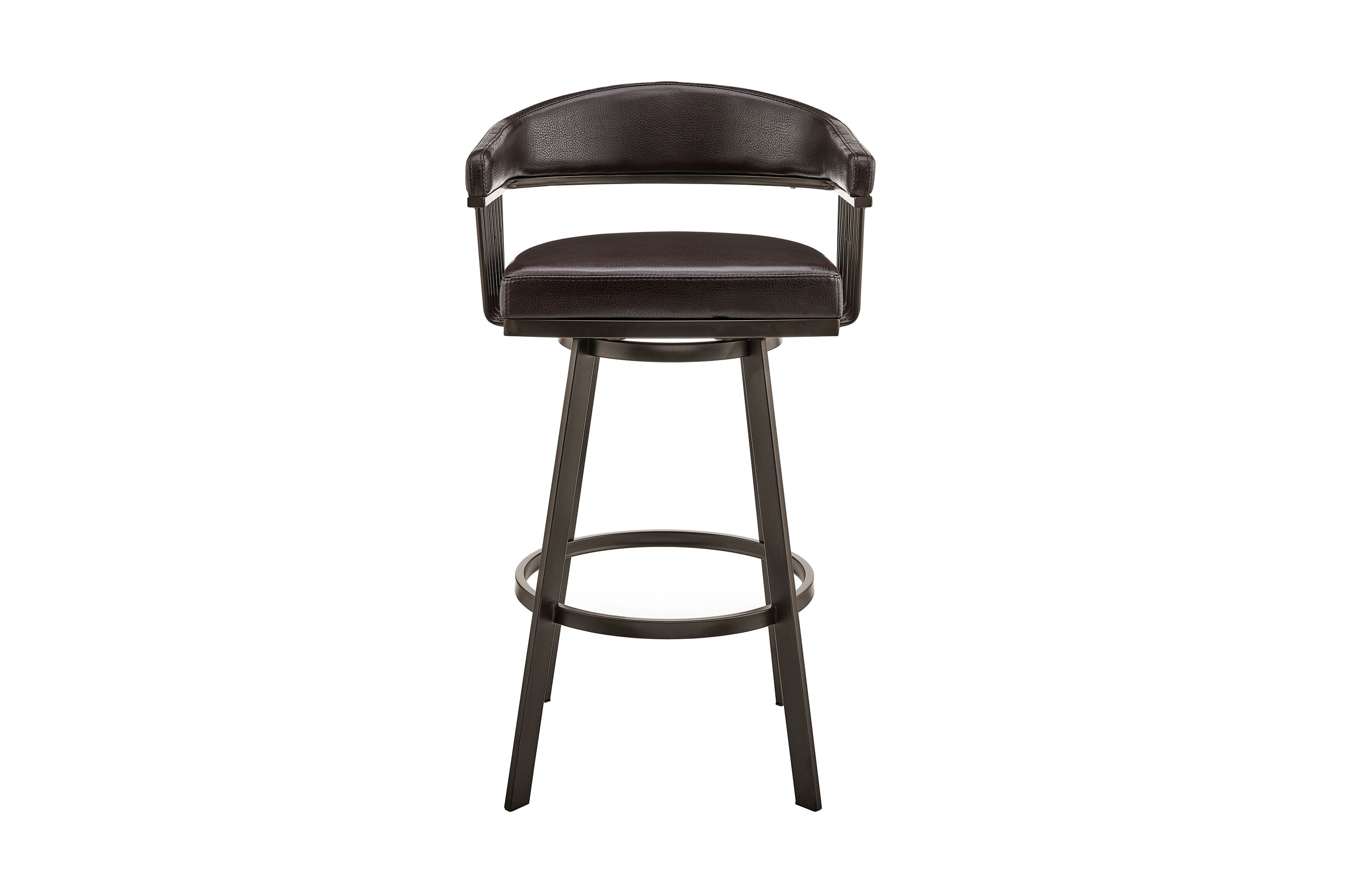Bronson 25" Counter Height Swivel Bar Stool in Java Brown Finish and Chocolate Faux Leather