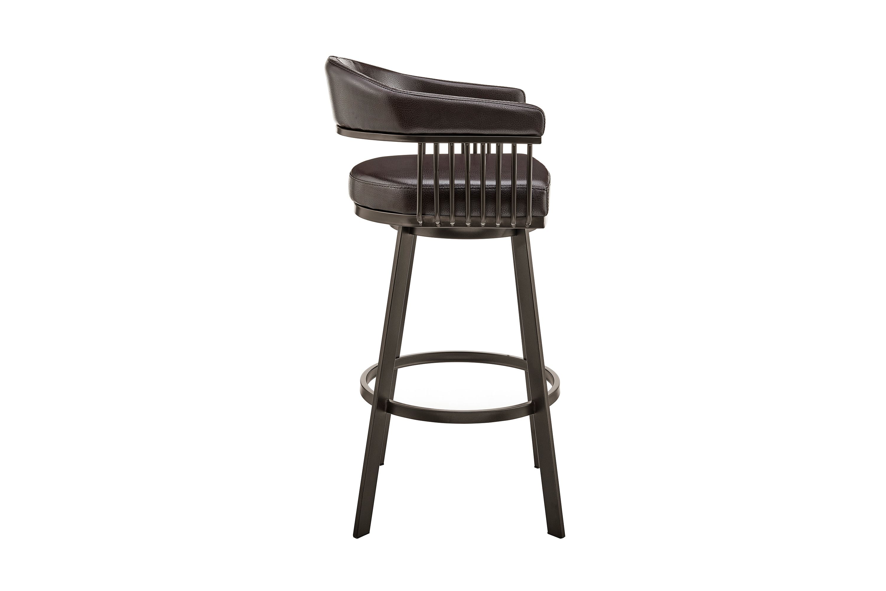 Bronson 25" Counter Height Swivel Bar Stool in Java Brown Finish and Chocolate Faux Leather