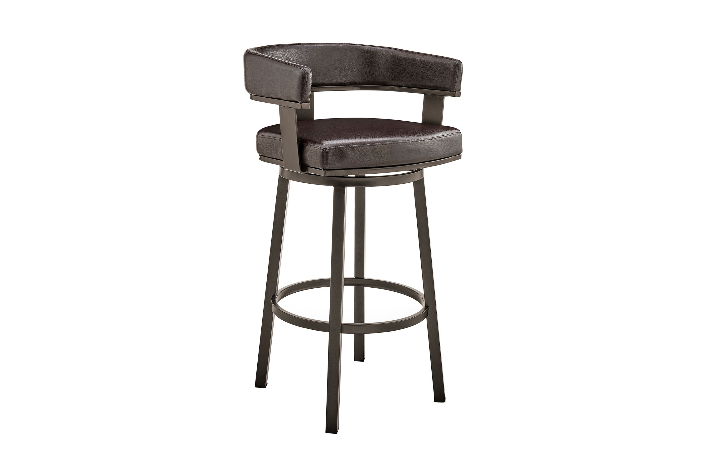 Cohen 30" Bar Height Swivel Bar Stool in Java Brown Finish and Chocolate Faux Leather