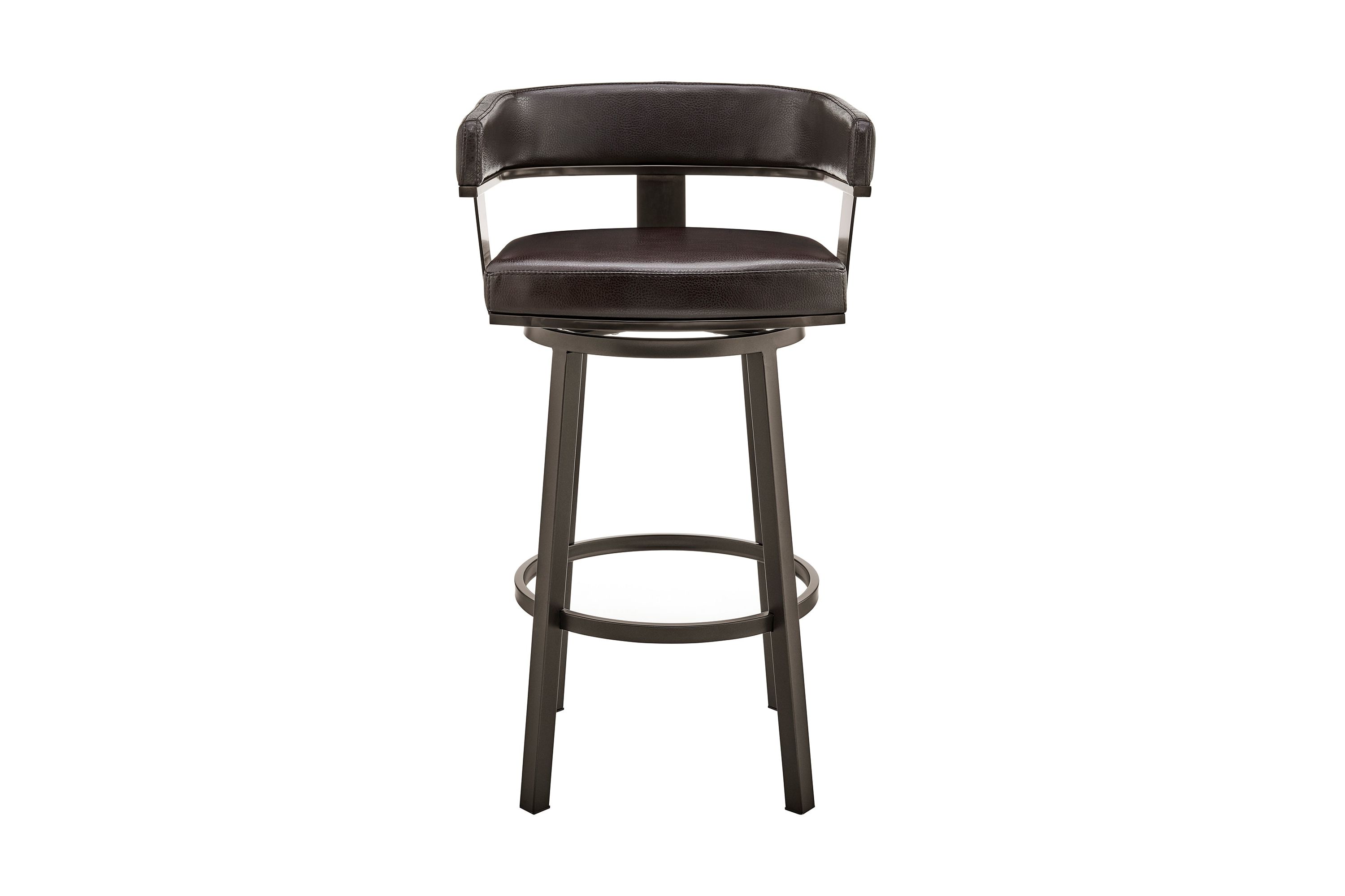 Cohen 30" Bar Height Swivel Bar Stool in Java Brown Finish and Chocolate Faux Leather